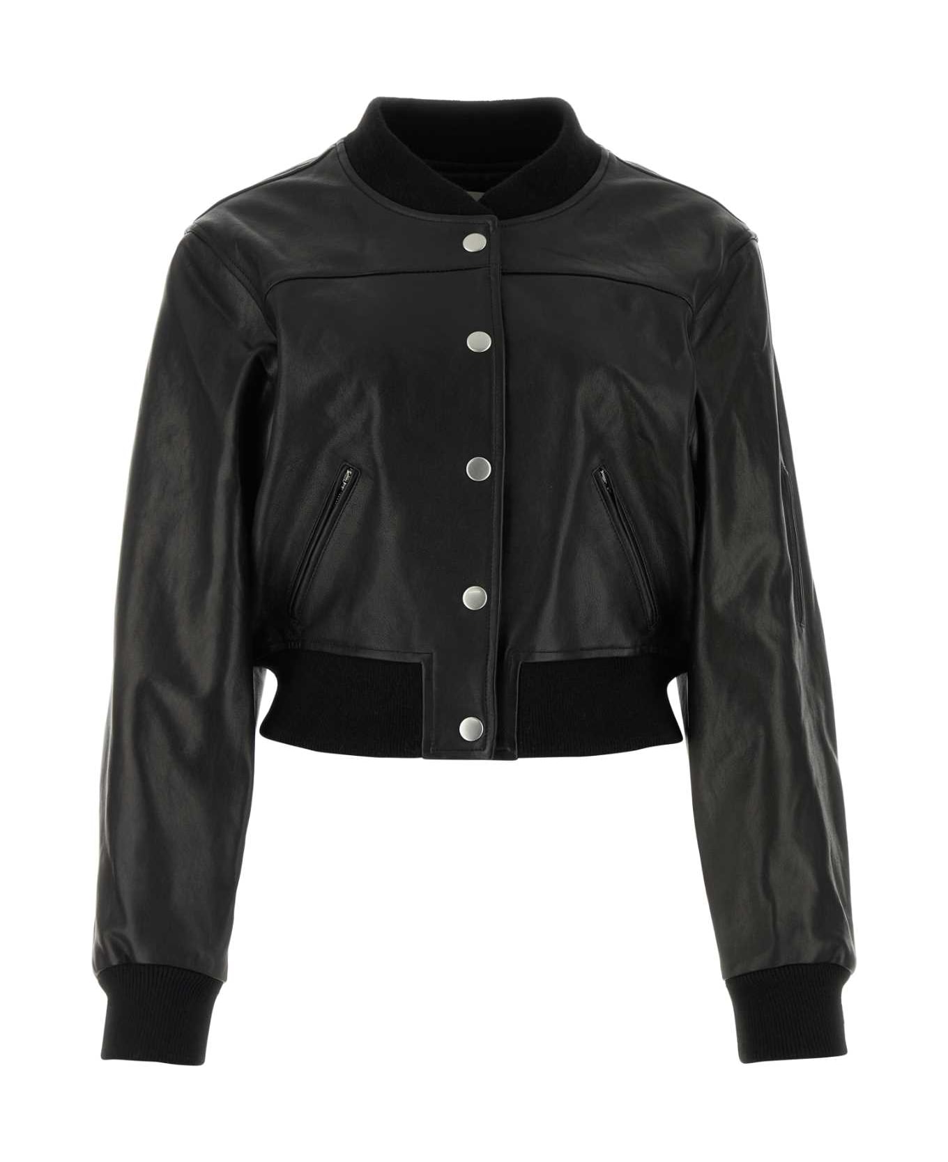 Isabel Marant Black Leather Adriel Bomber Jacket - Black