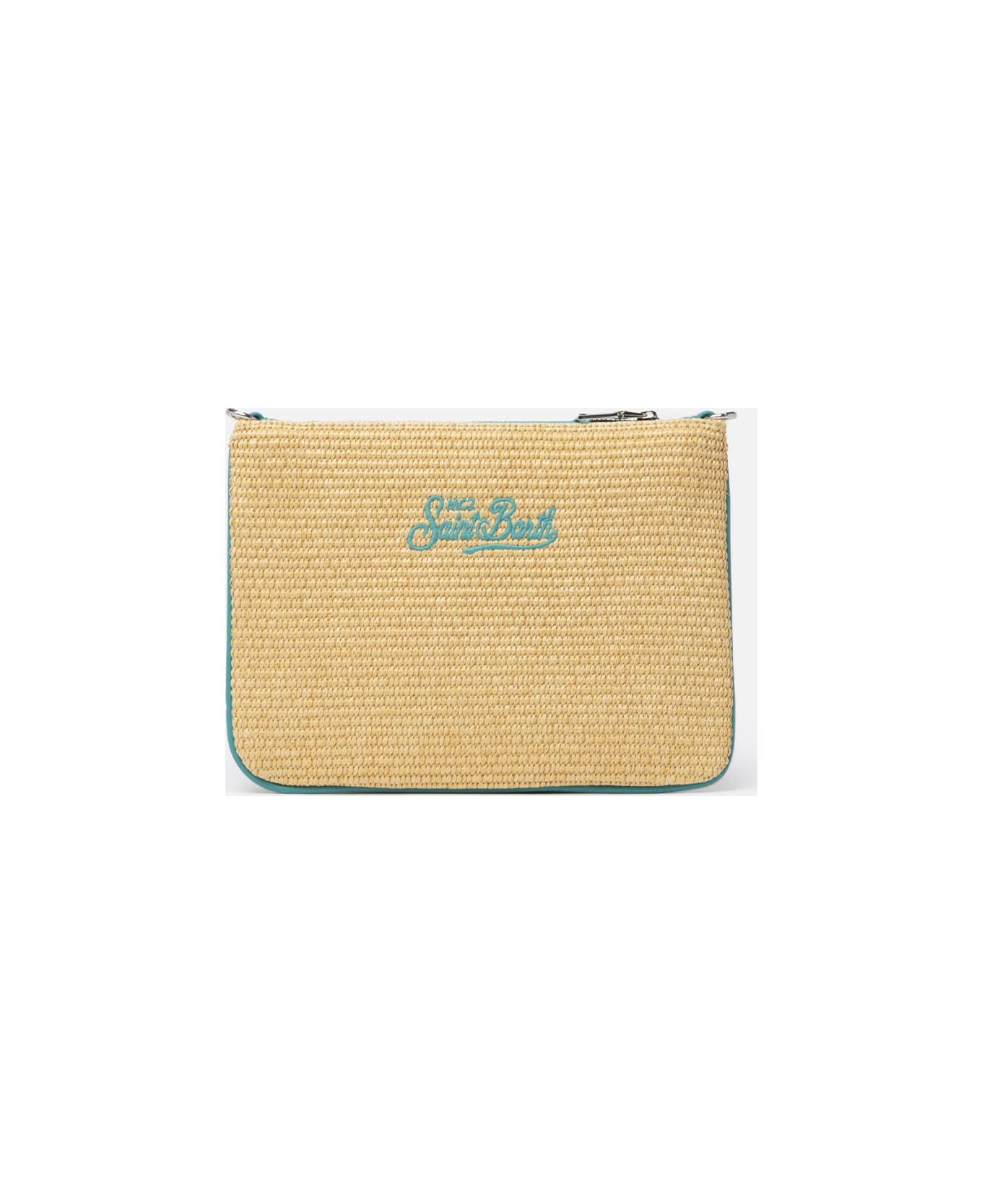 MC2 Saint Barth Parisienne Straw Pouch Bag With Capri Embroidery - GREEN