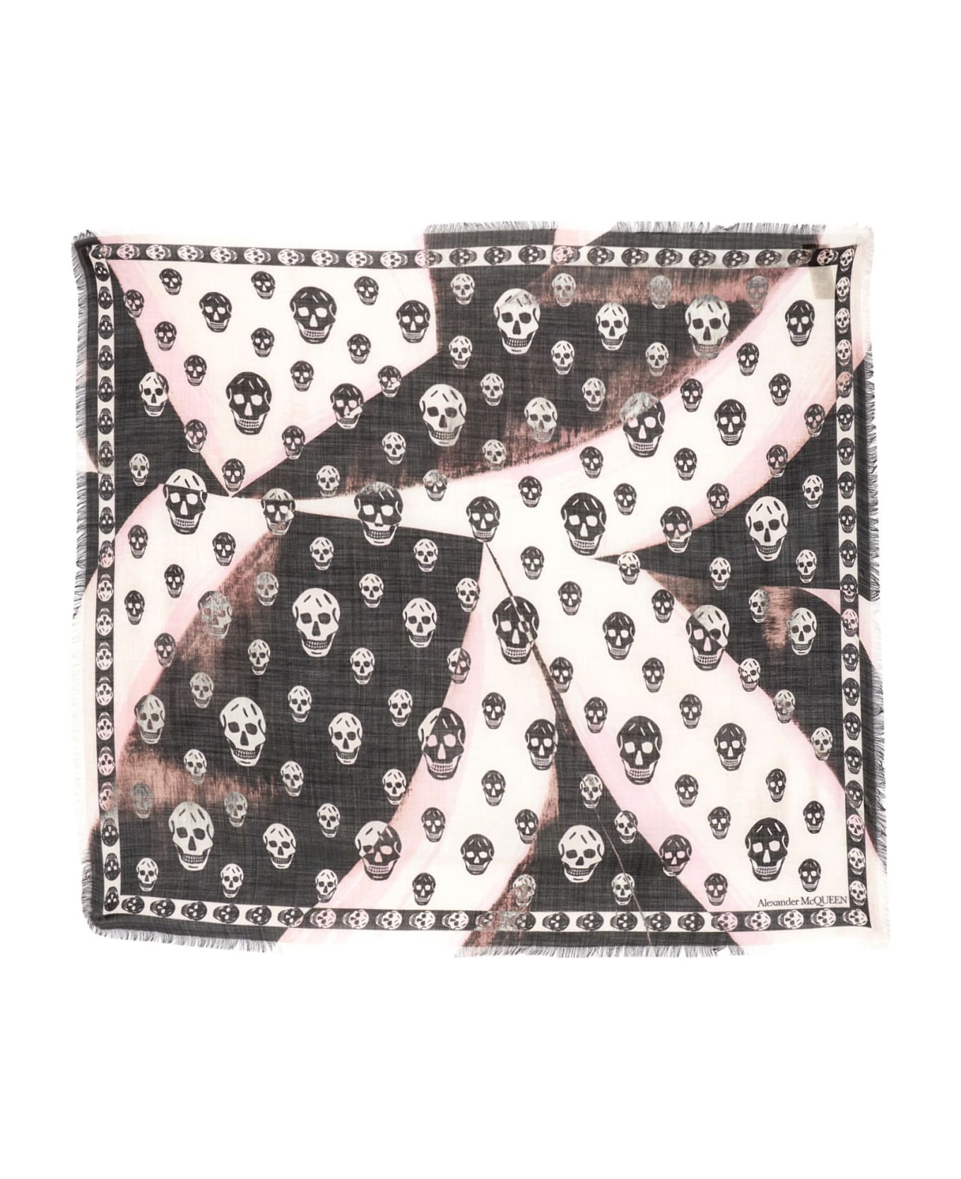 Alexander McQueen Skull Print Scarf - Black Ivory スカーフ＆ストール