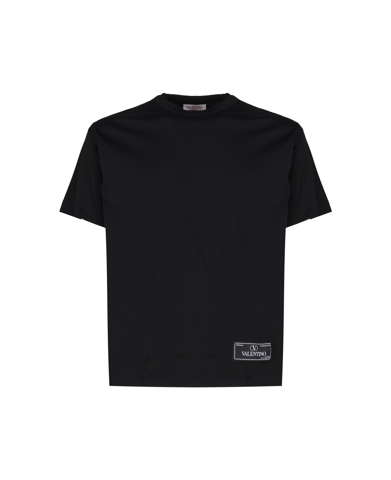Valentino Garavani Cotton T-shirt With Maison Valentino Sartorial Label - Black シャツ
