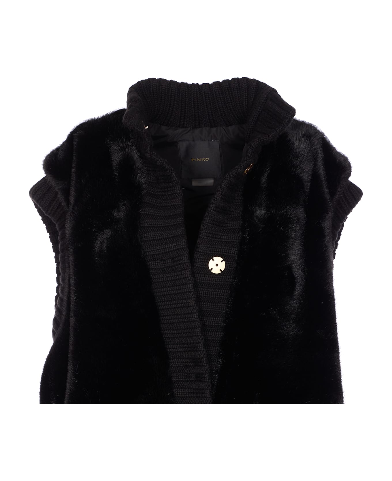 Pinko Genovese Faux Fur Vest - Black
