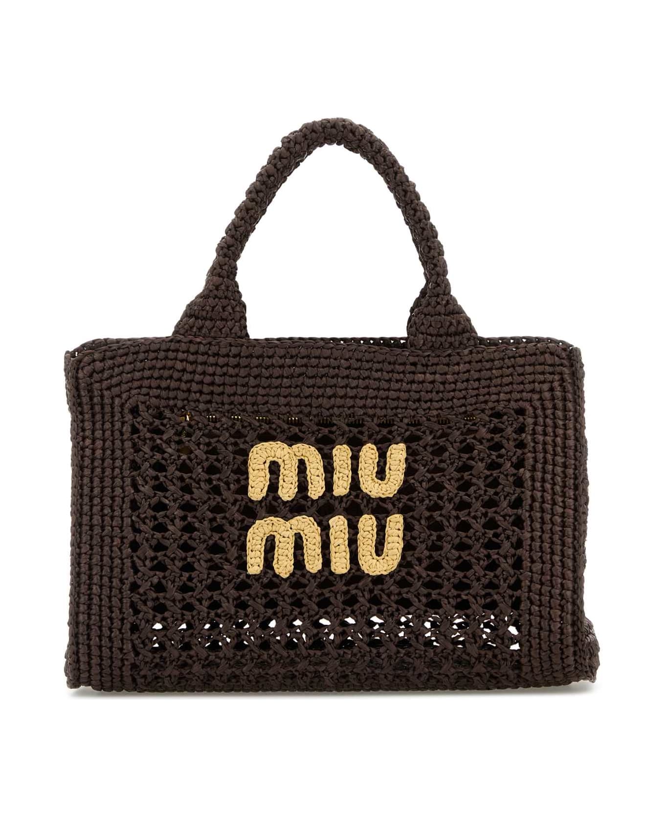 Miu Miu Brown Crochet Handbag - CACAONATURALE