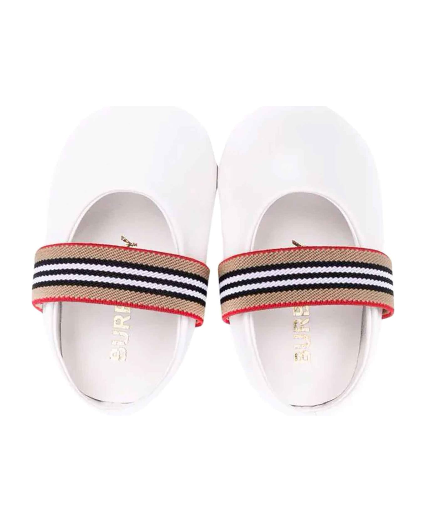 Burberry Ballet Flats With Check Print - Bianco シューズ