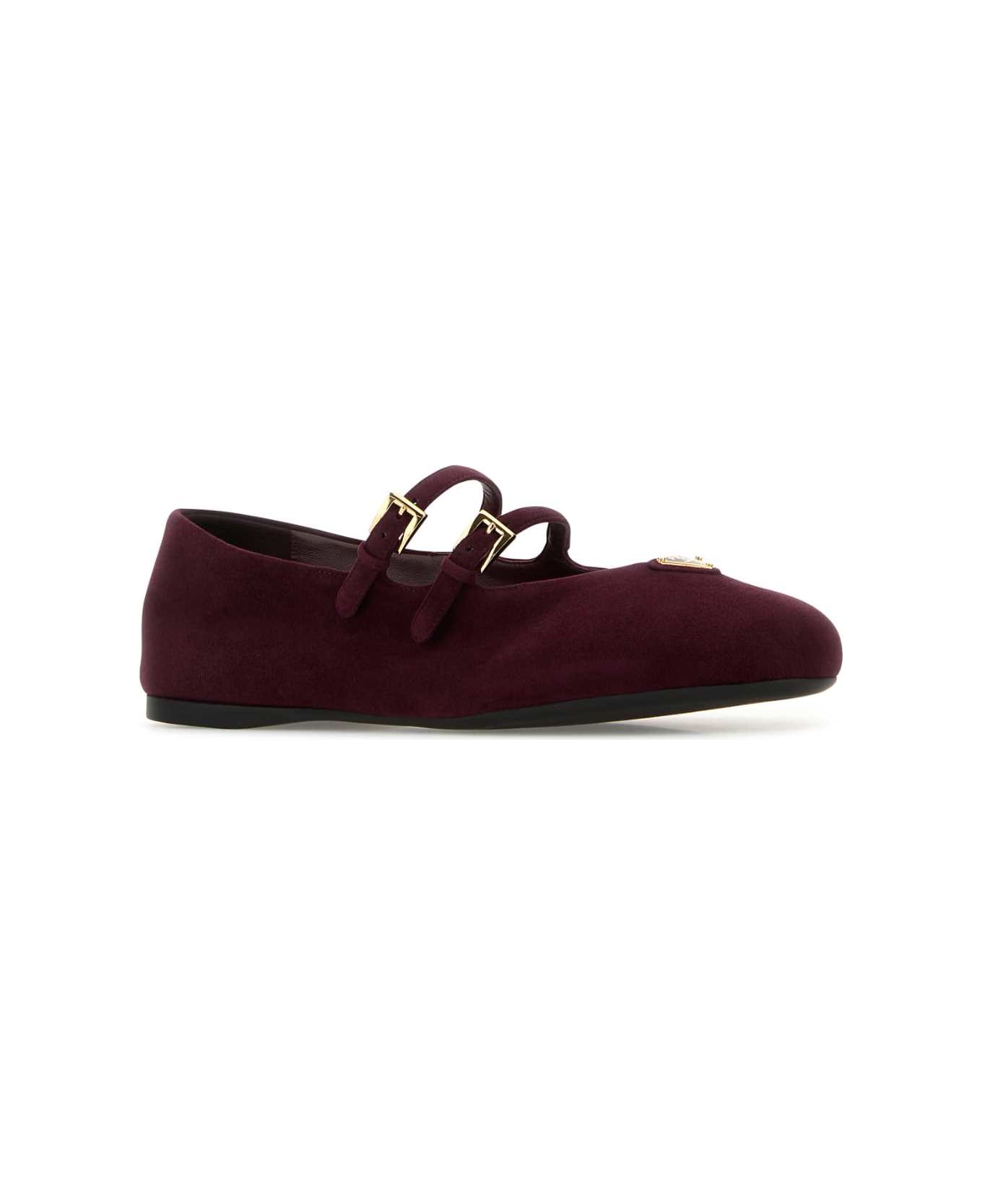Prada Plum Suede Ballerinas - BORDEAUX