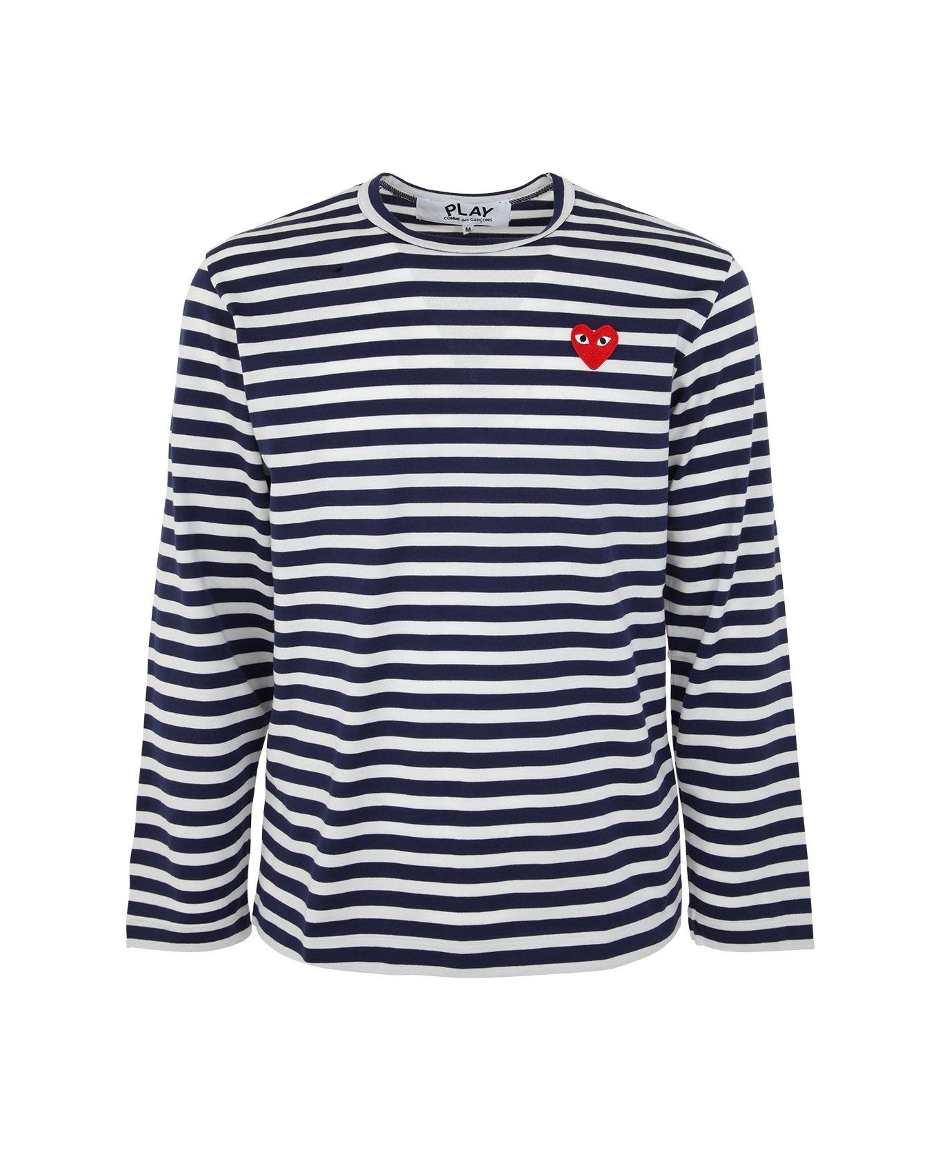 Comme des Garçons Play Striped Logo Motif T-shirt - Navy