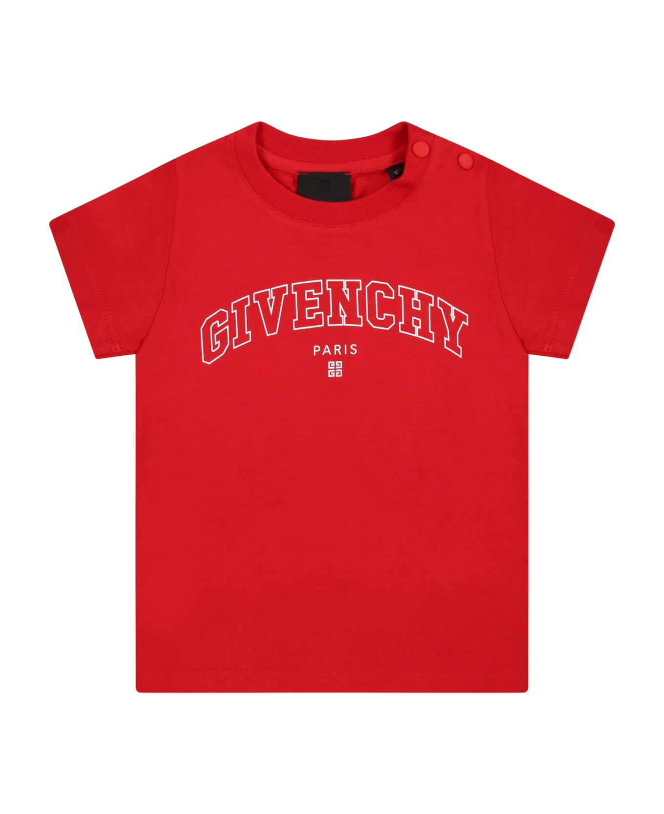 Givenchy Red T-shirt For Babykids With White Logo - Red