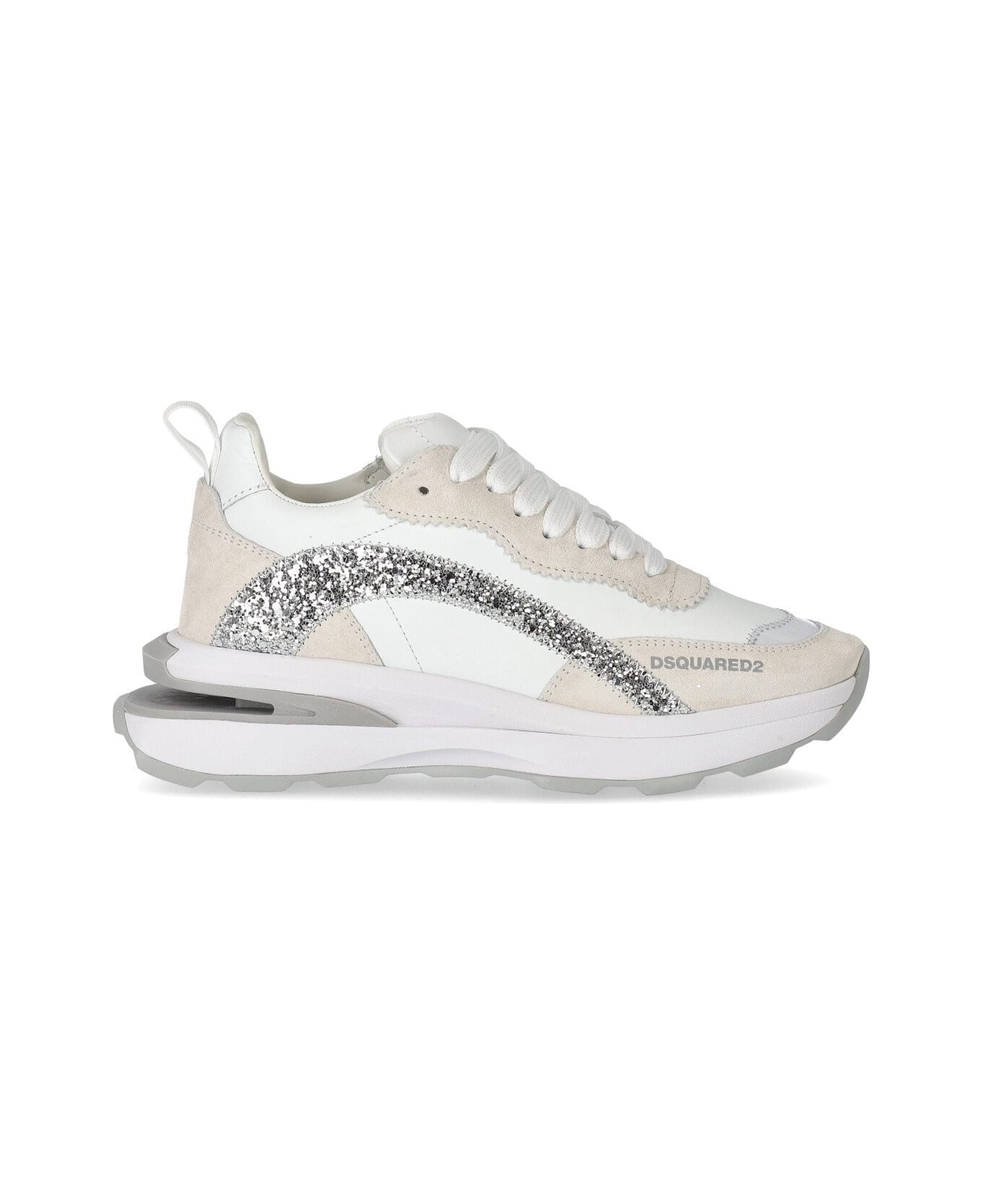Dsquared2 Slash Glitter White Sneaker - Bianco