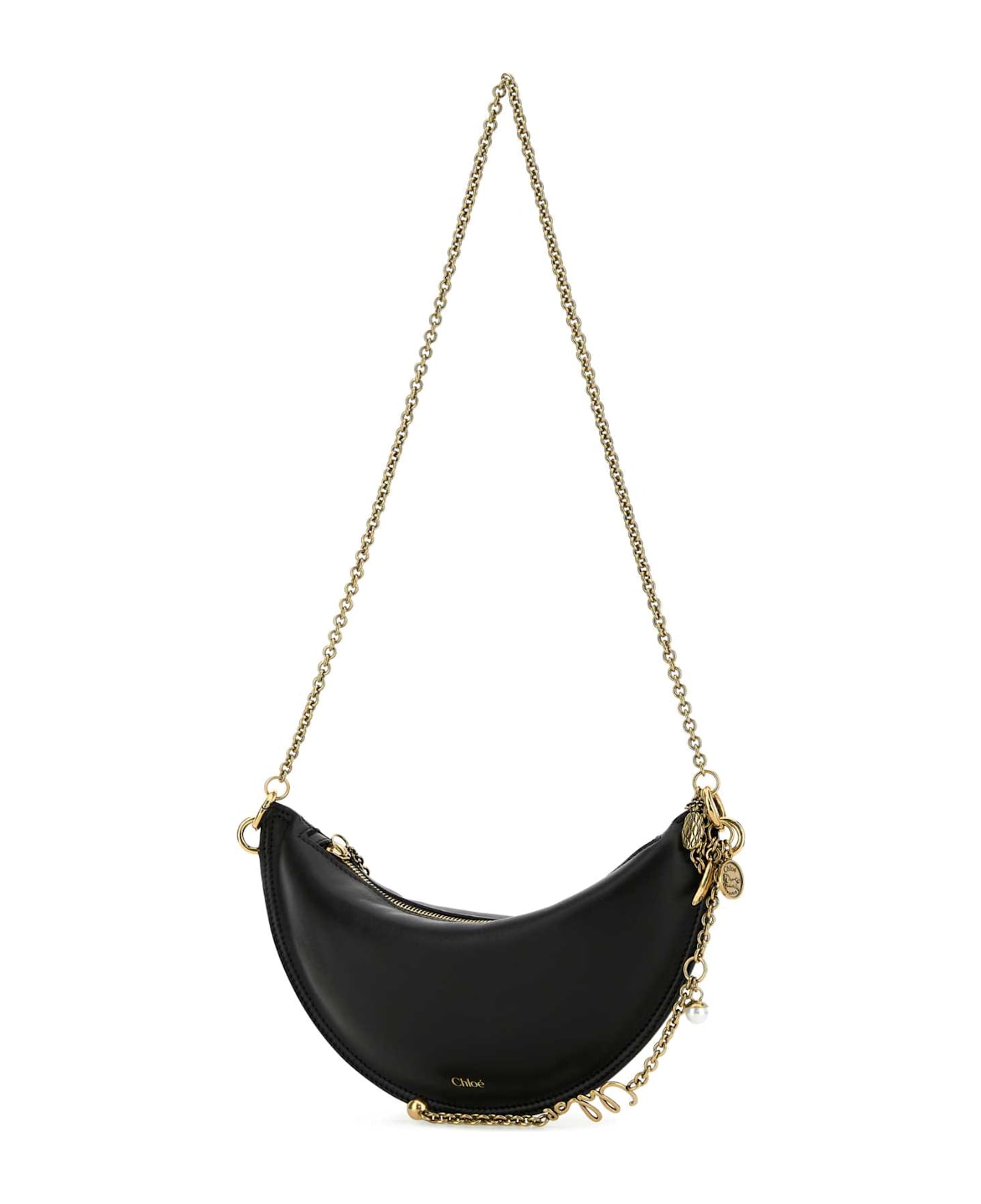 Chloé Black Leather Mini Halfmoon Shoulder Bag - Black トートバッグ