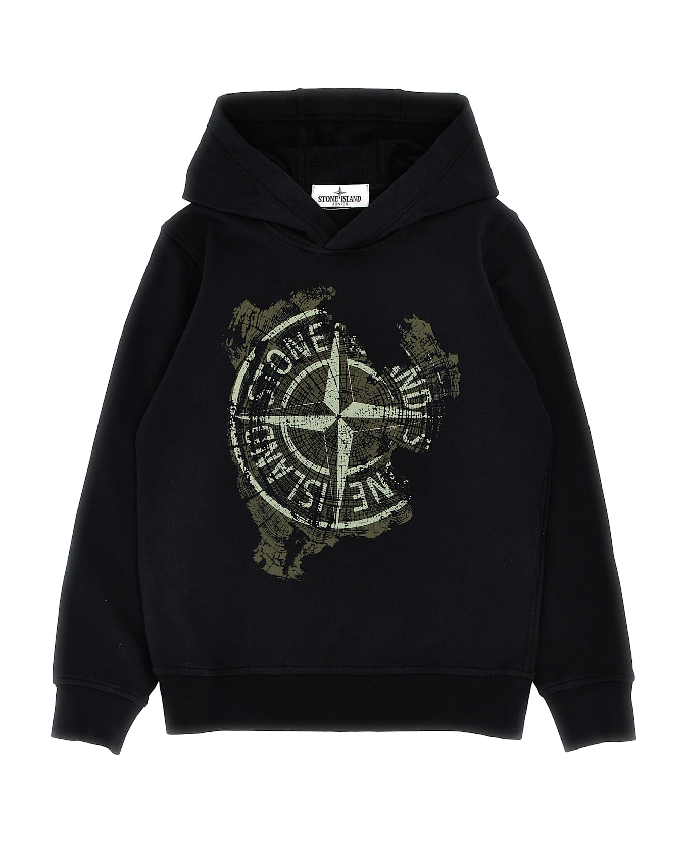 Stone Island Junior Printed Hoodie - Black  
