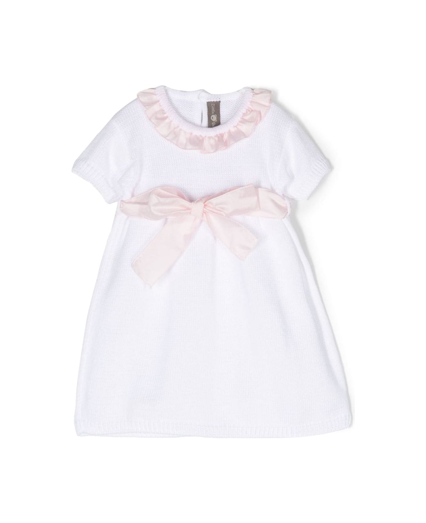 Little Bear Dress With Bow - White