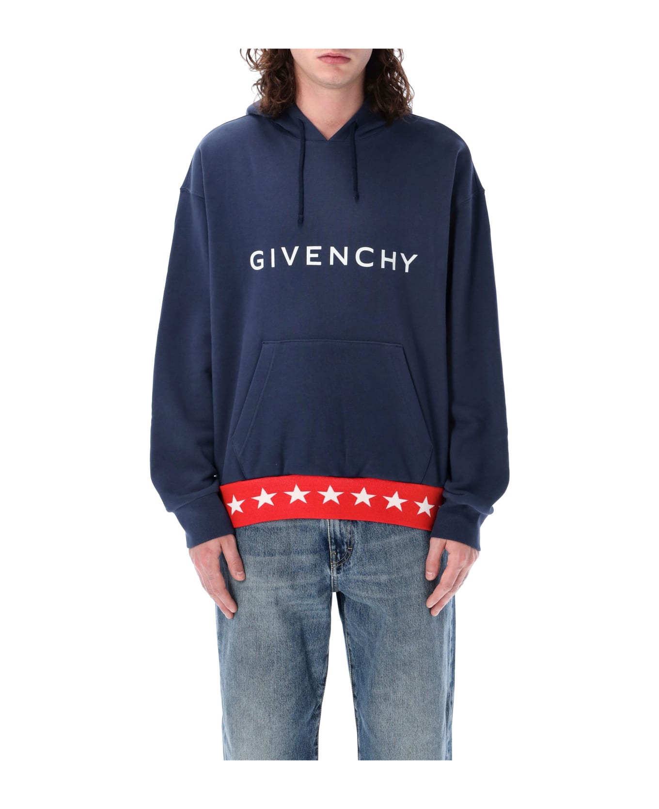Givenchy Boxy Fit Hoodie With Pocket - DEEP BLUE