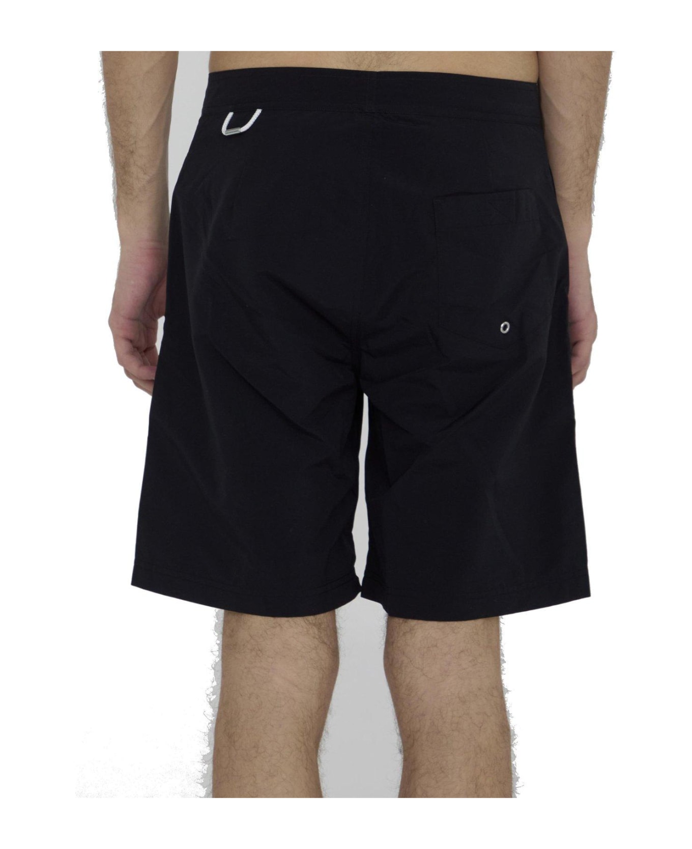 Celine Logo Detailed Drawstring Swim Shorts - Black