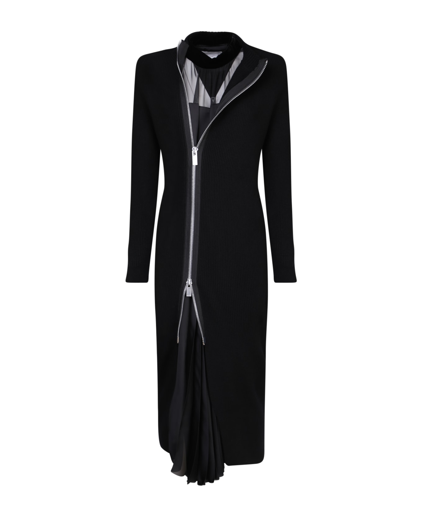 Sacai Cardigan Black Dress - Black