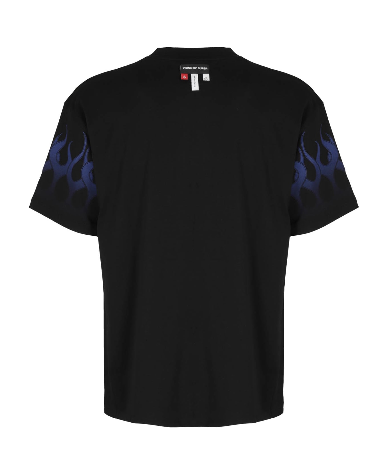 Vision of Super Black Tshirt With Blue Flames - Black Blue シャツ