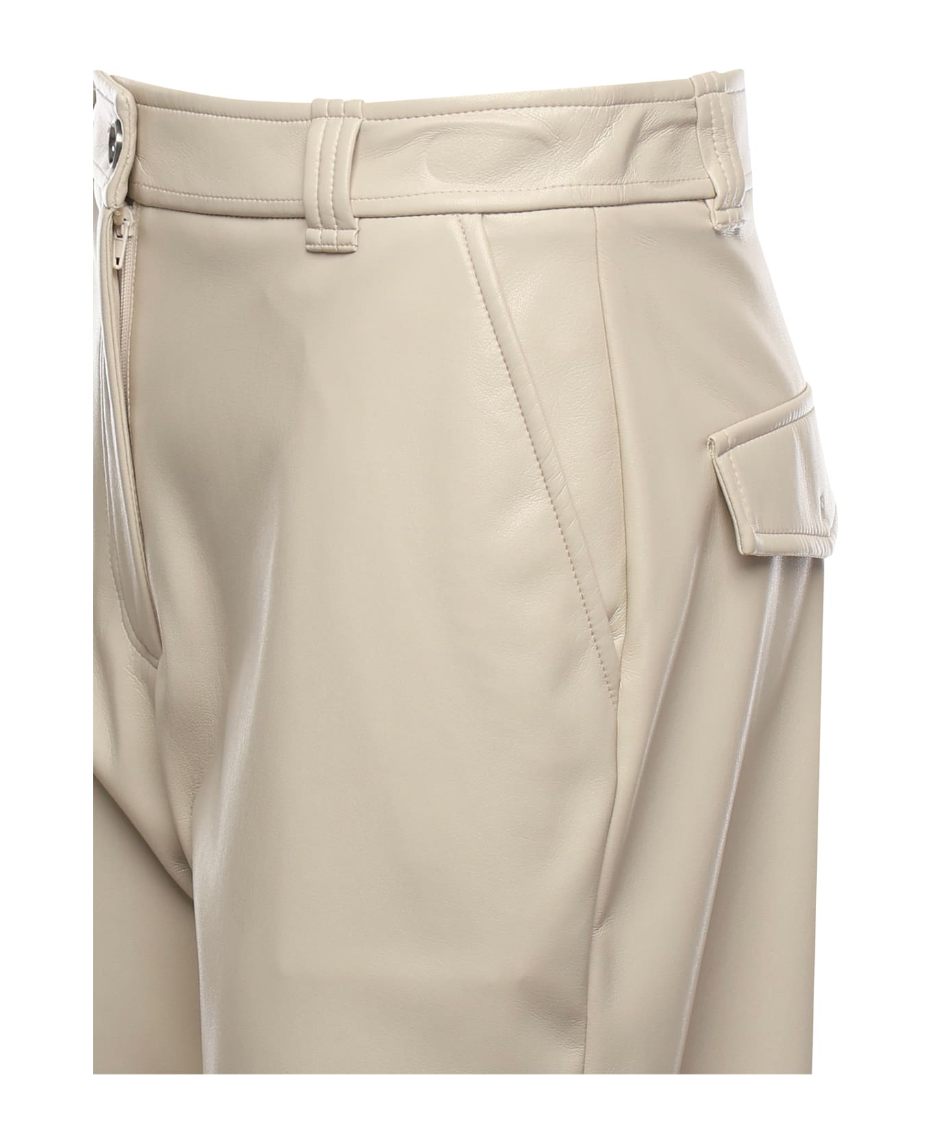 Pinko Soft Touch Leather Effect Balloon Trousers - BEIGE G. MAROSO