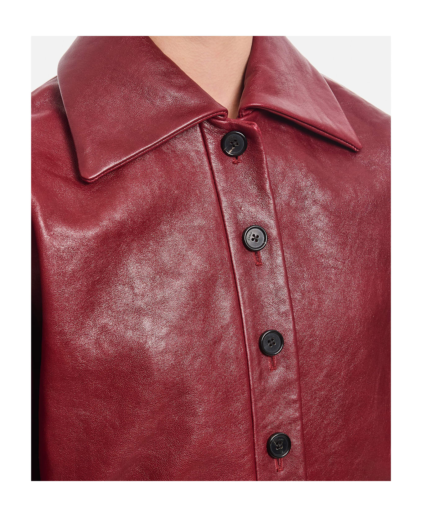 Khaite Sue Short Leather Jacket - Oxblood