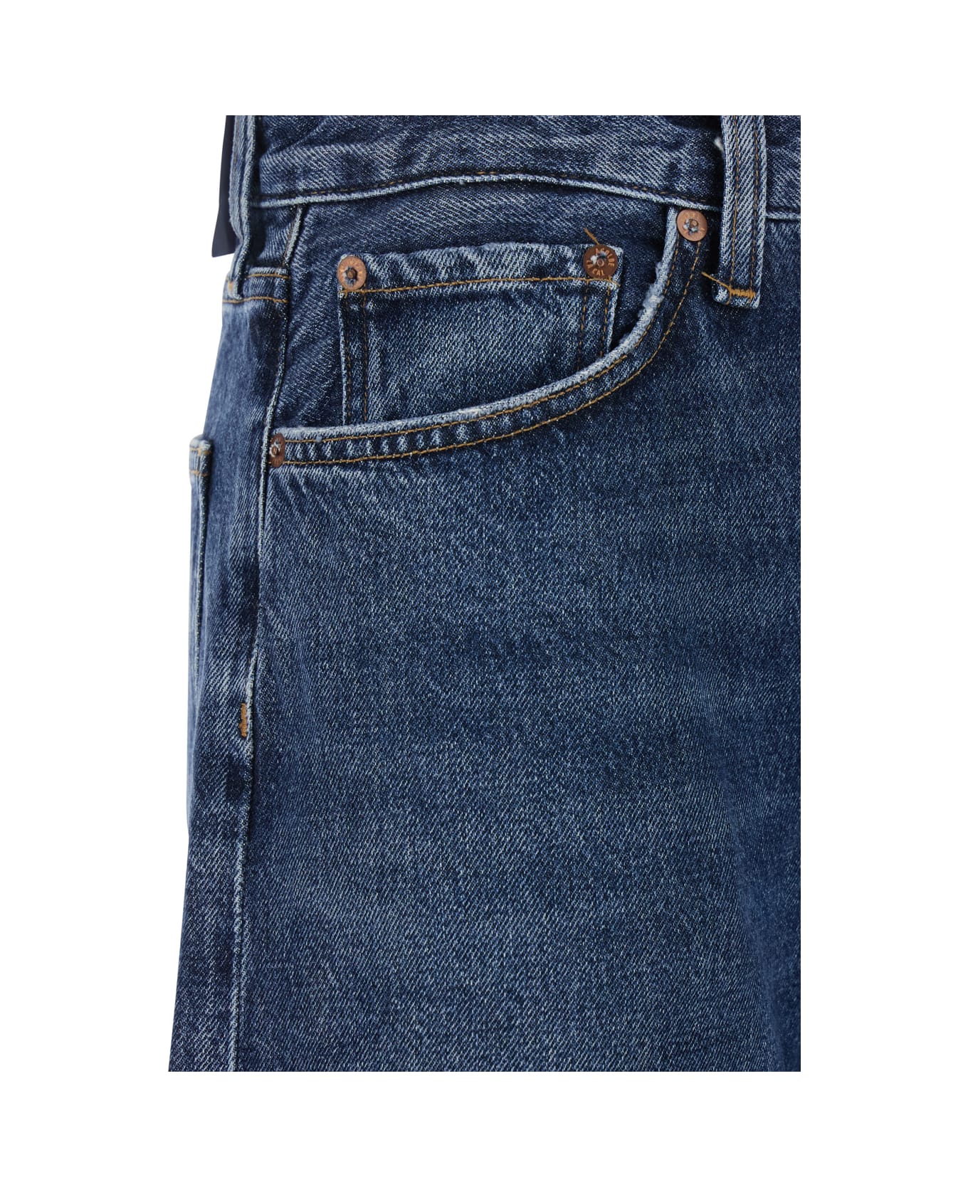 AGOLDE 'arc' Blue Jeans With Logo Patch On The Rear And Wide Leg In Denim Woman - Blu