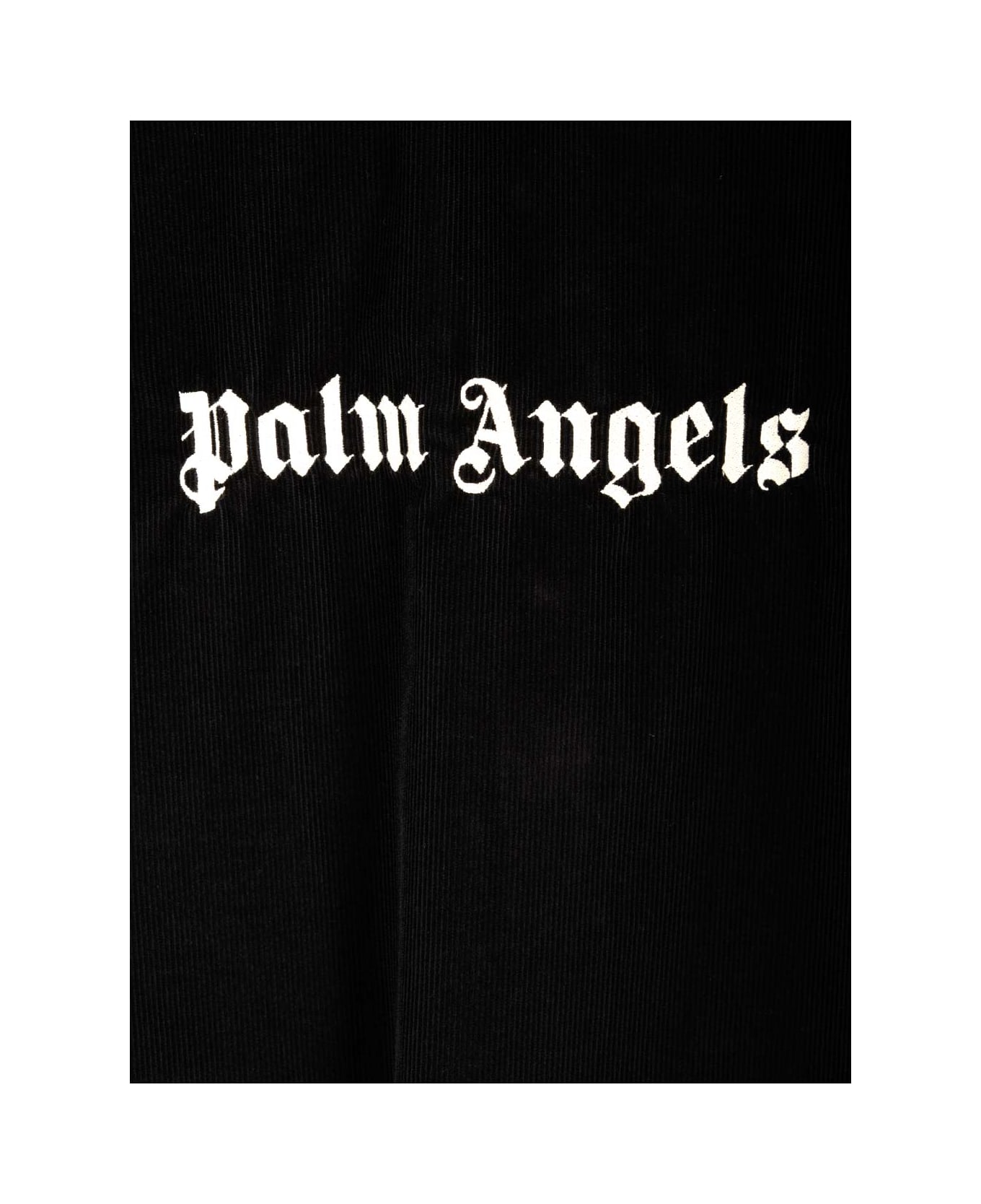 Palm Angels Velvet Overshirt With Logo - Black