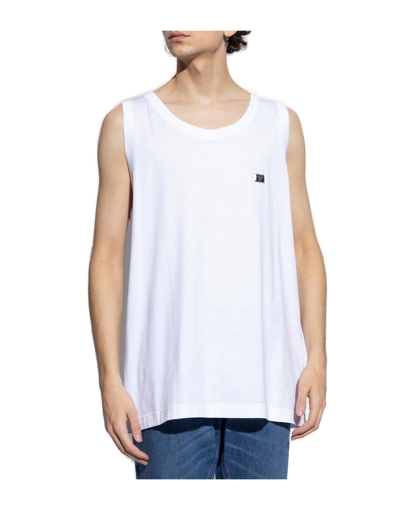 Dolce & Gabbana Logo Tag Oversize Singlet - BIANCOOTTICO