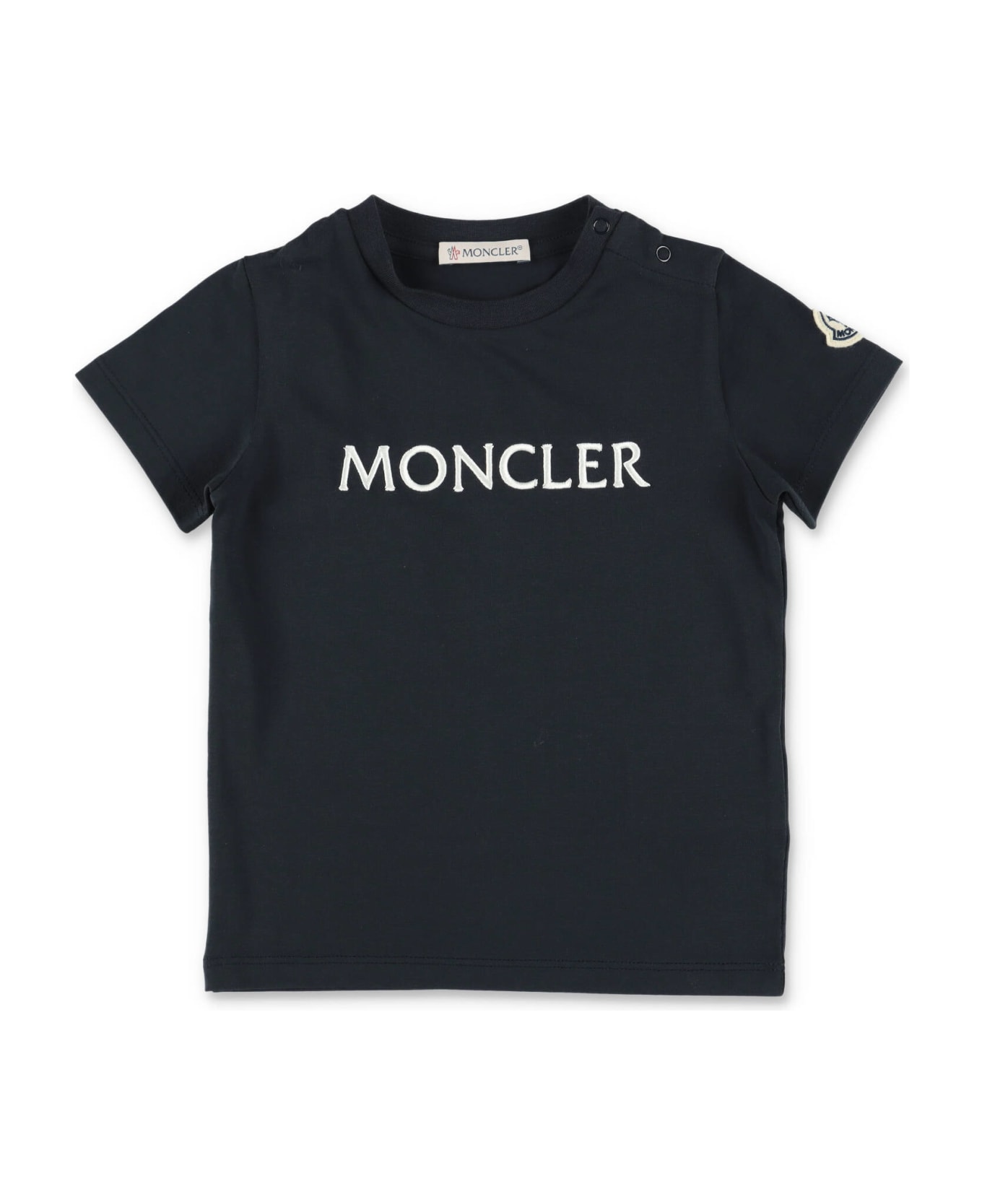 Moncler T-shirt Blu Navy In Jersey Di Cotone Baby Boy - Blu