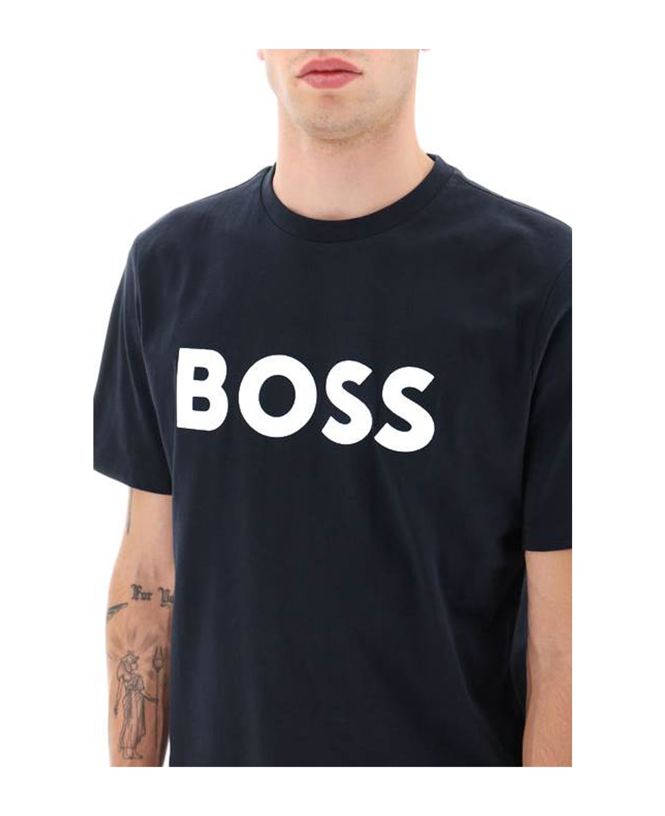 Hugo Boss Tiburt 354 Logo Print T-shirt - Dark Blue