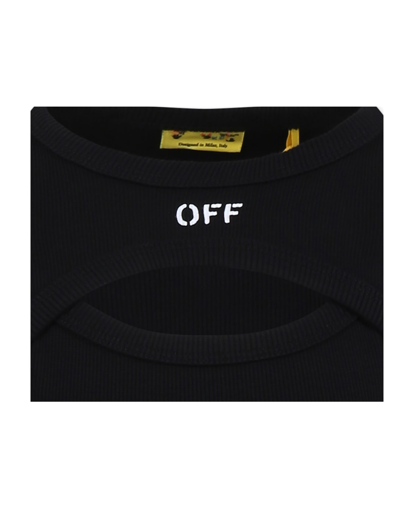 Off-White Black Dress For Girl With Logo - Black
