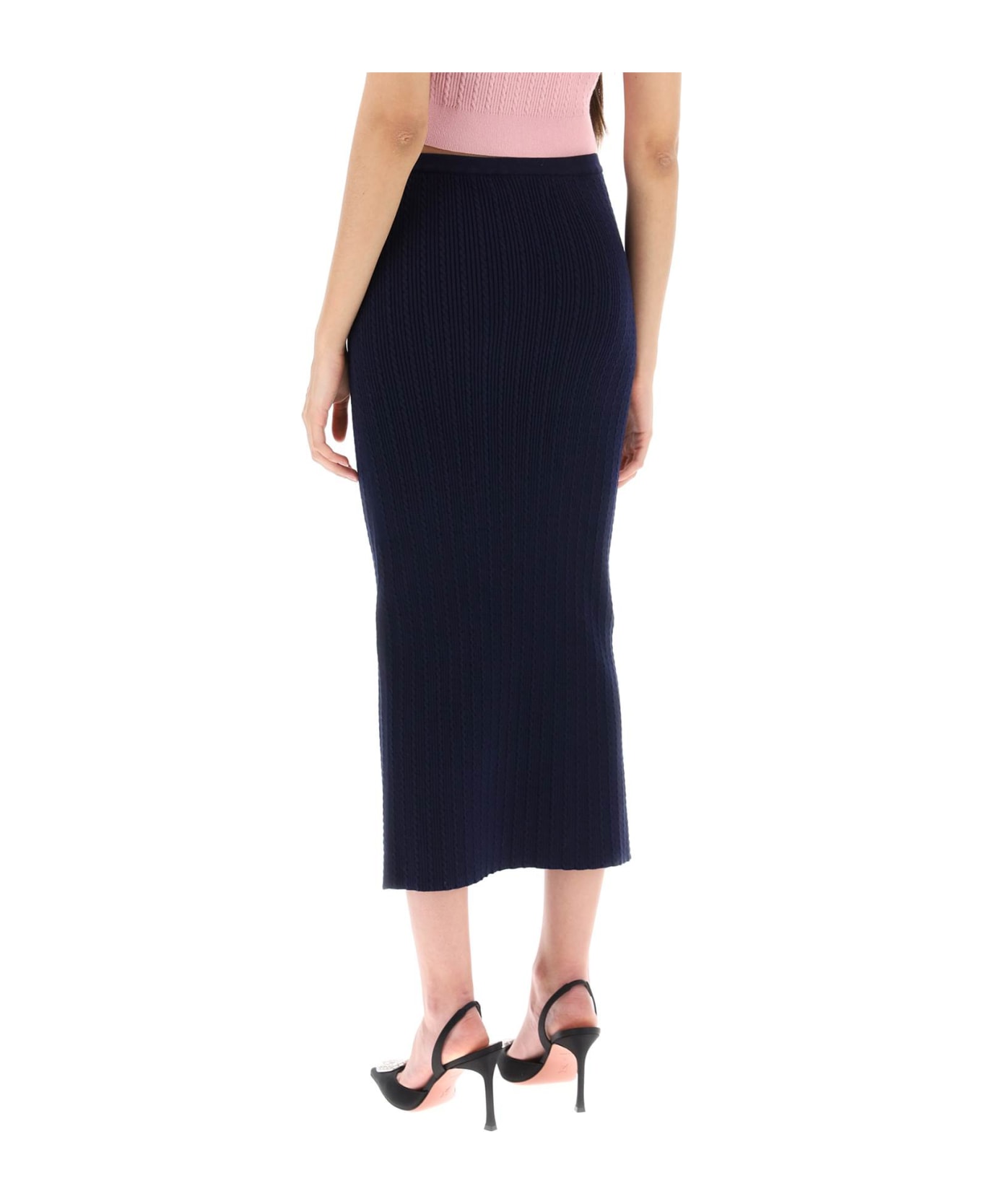 Alessandra Rich Knitted Pencil Skirt - NAVY BLUW (Blue)