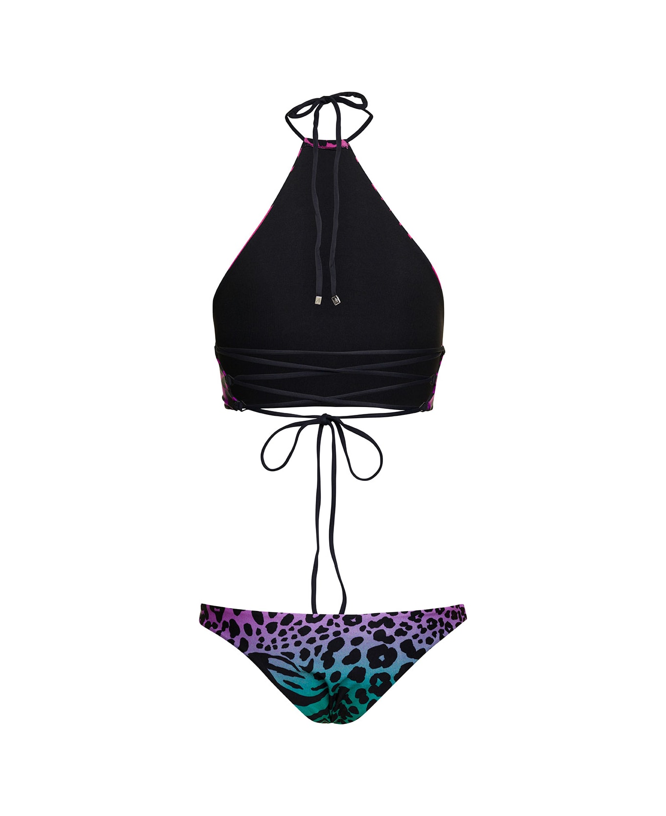 The Attico Animal-print Bikini Set In Fuchsia Technical Fabric Woman - Multicolor 水着