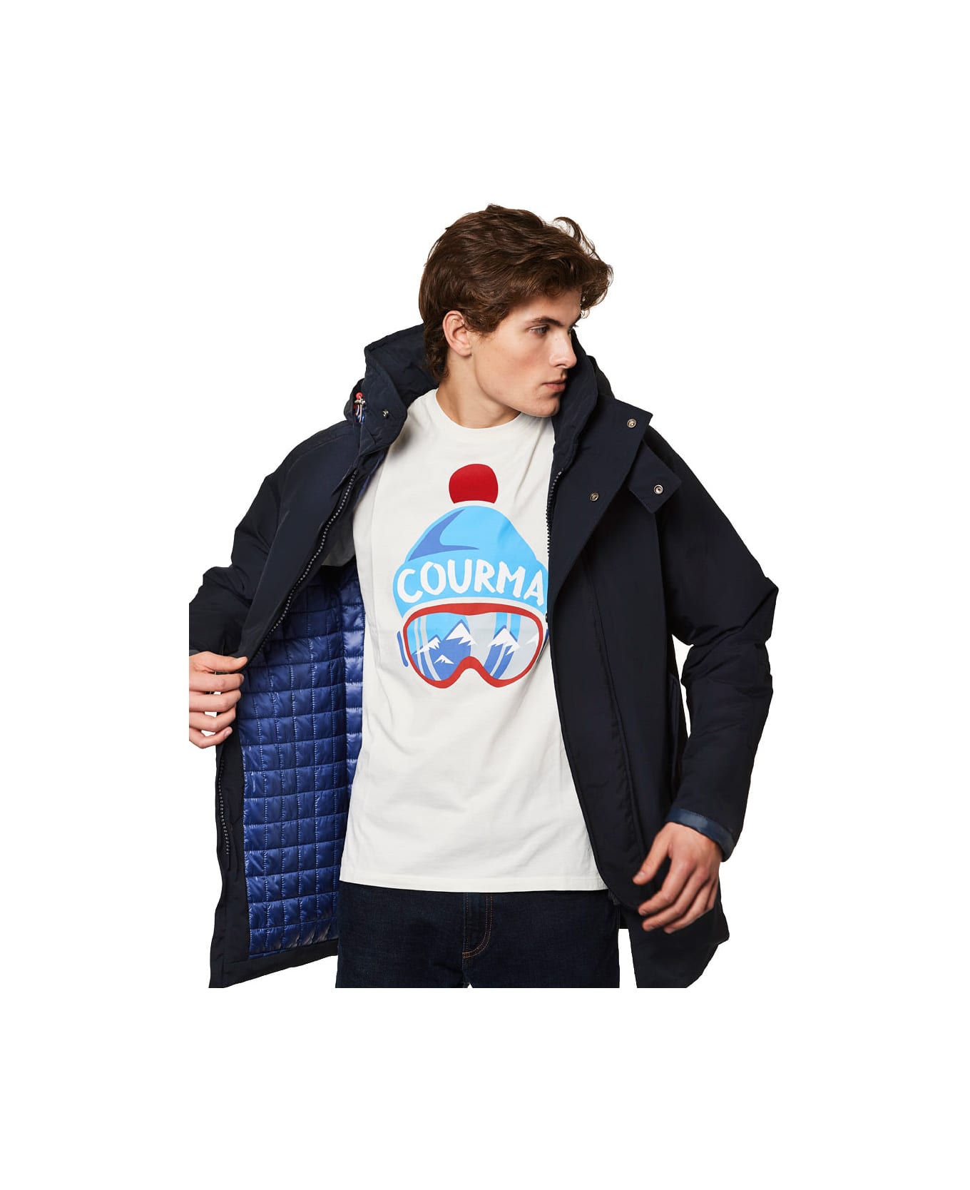 MC2 Saint Barth Blue Navy Blue Hooded Parka Jacket Voyager - BLUE