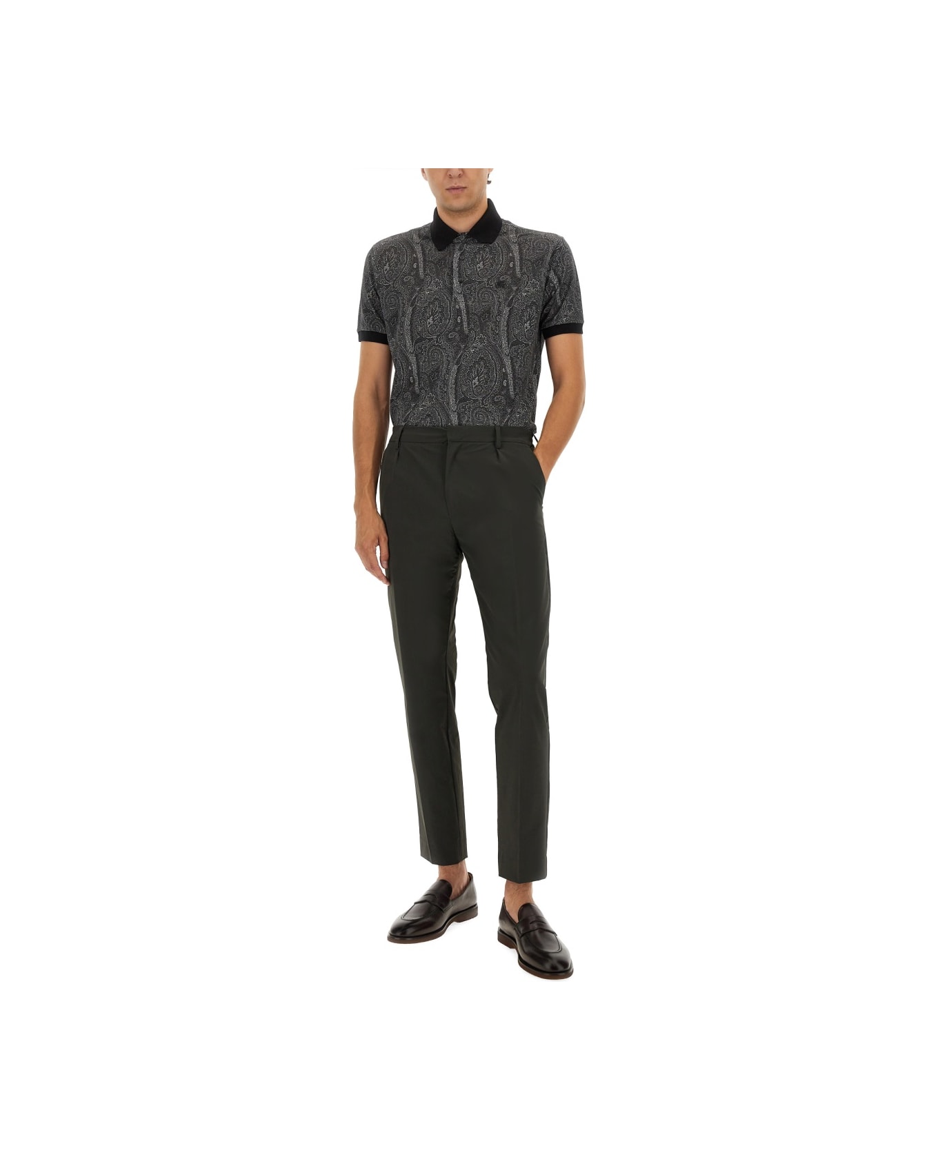 Etro Polo Shirt With Print - BLACK