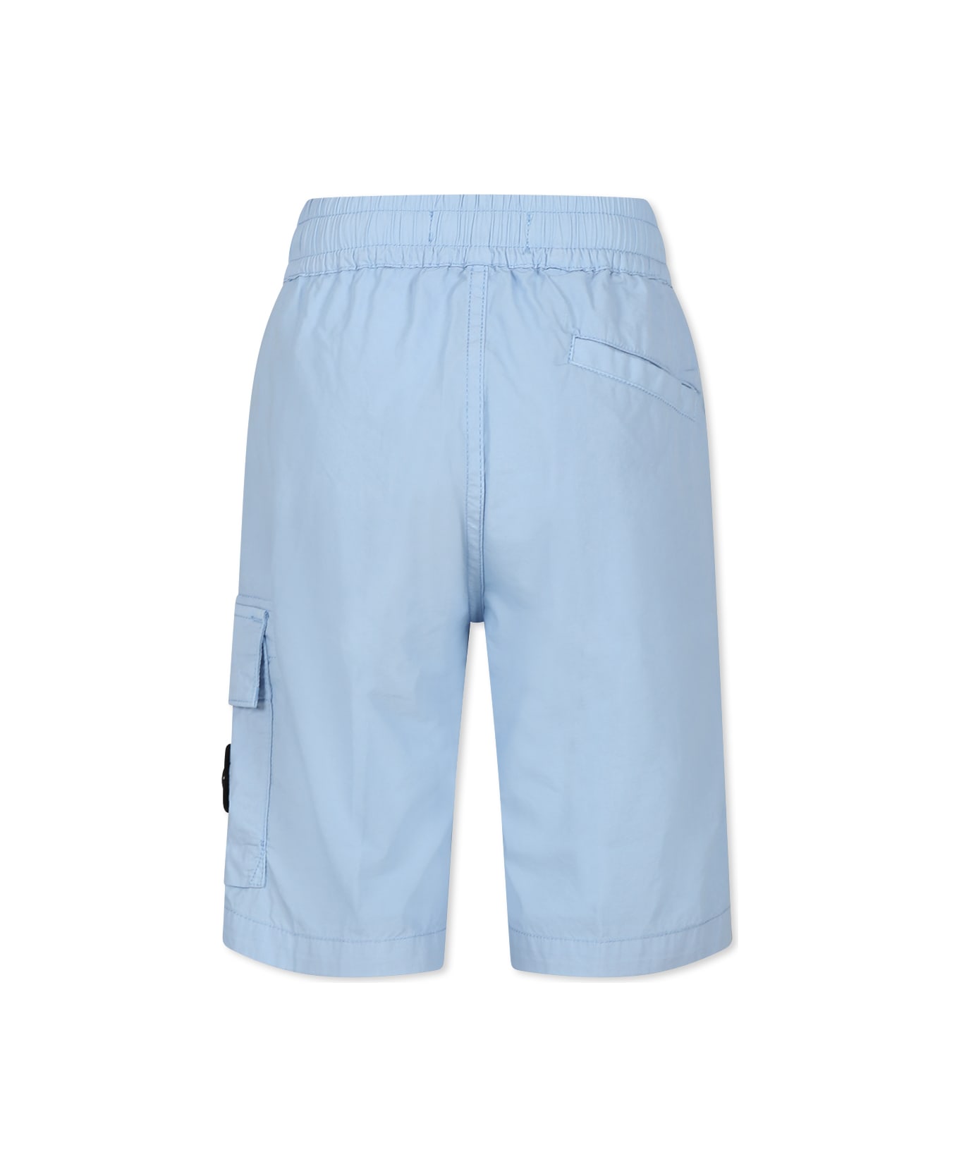 Stone Island Junior Light Blue Shorts For Boy With Compass - Light Blue ボトムス