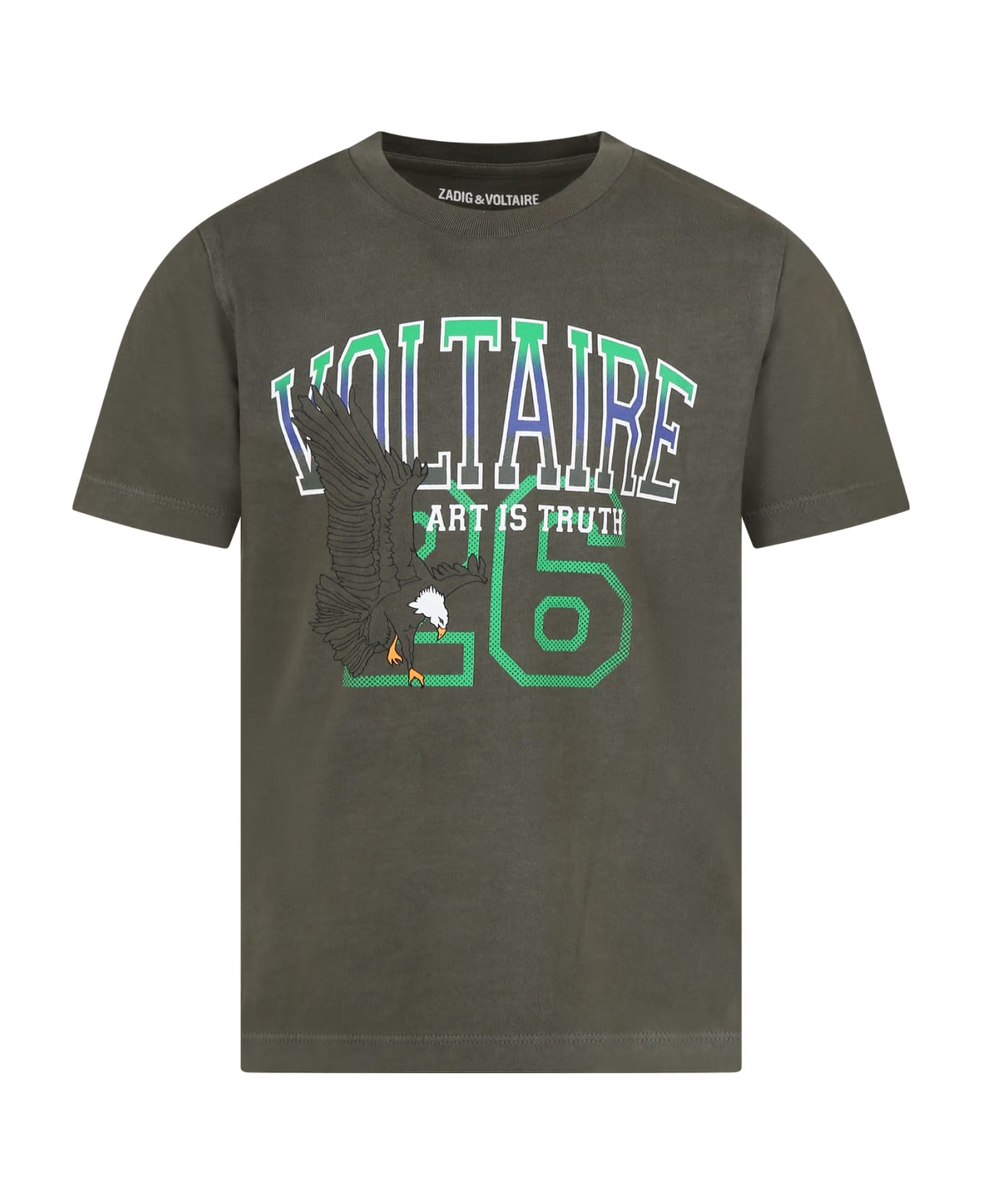 Zadig & Voltaire Green T-shirt With Eagle For Boy - Green