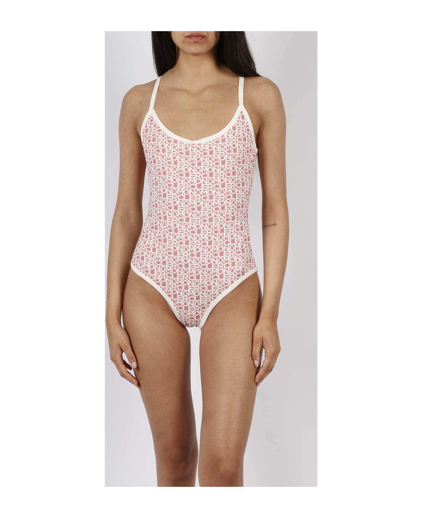 Moncler Pink Logoed One-piece Swimsuit - Pink & Purple