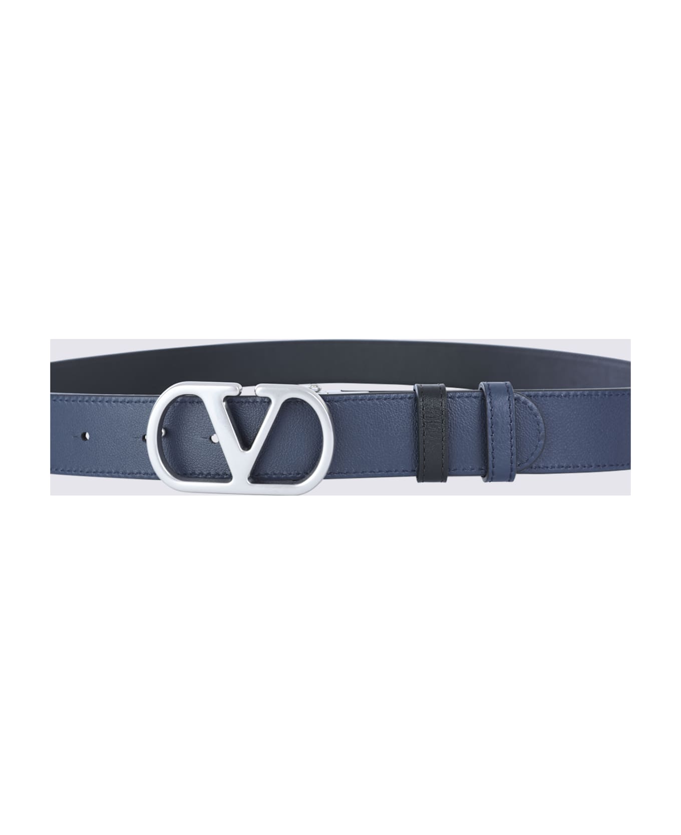 Valentino Garavani Black And Navy Leather Belt