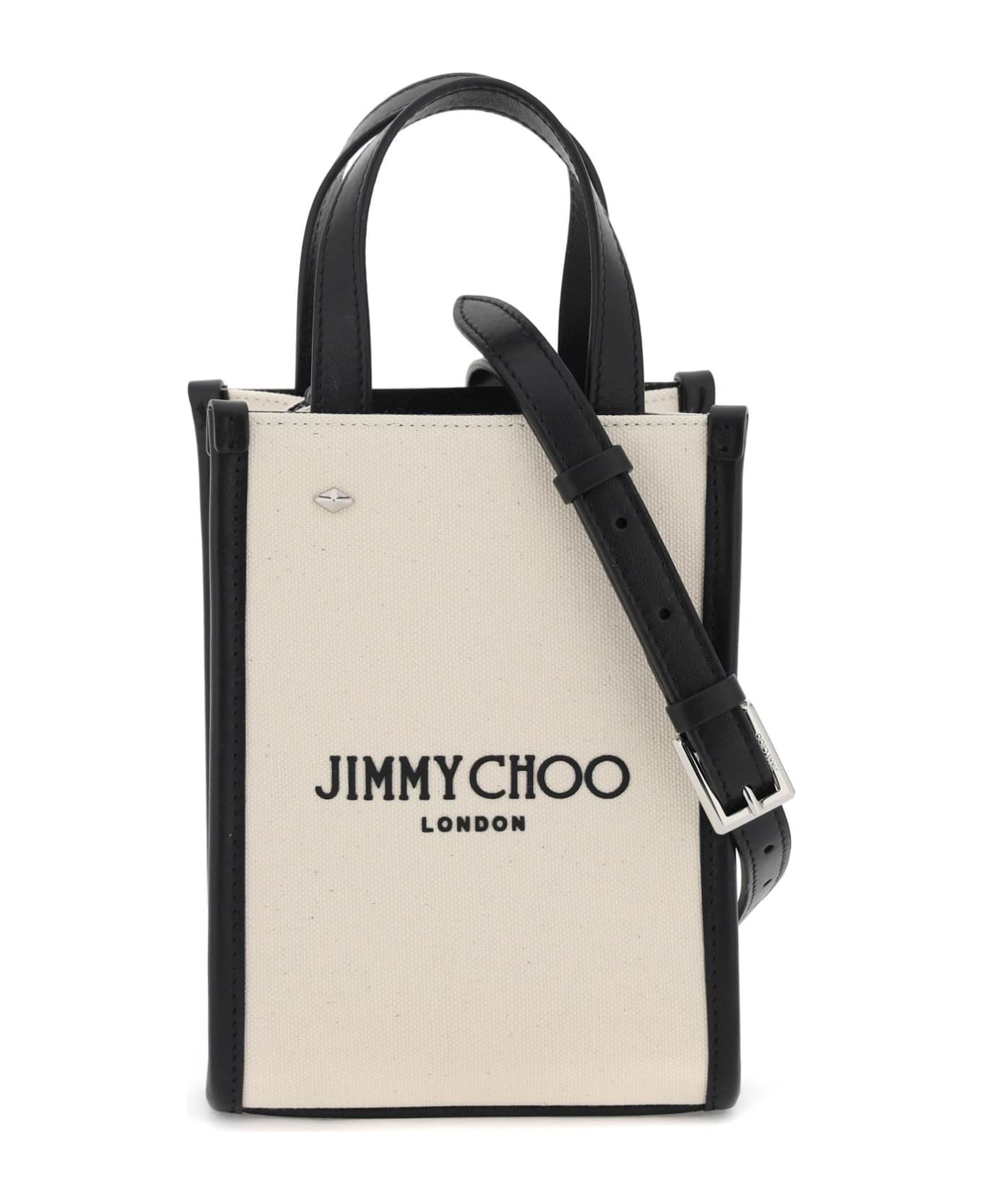 Jimmy Choo N/s Mini Tote Bag - NATURAL BLACK SILVER (Black)