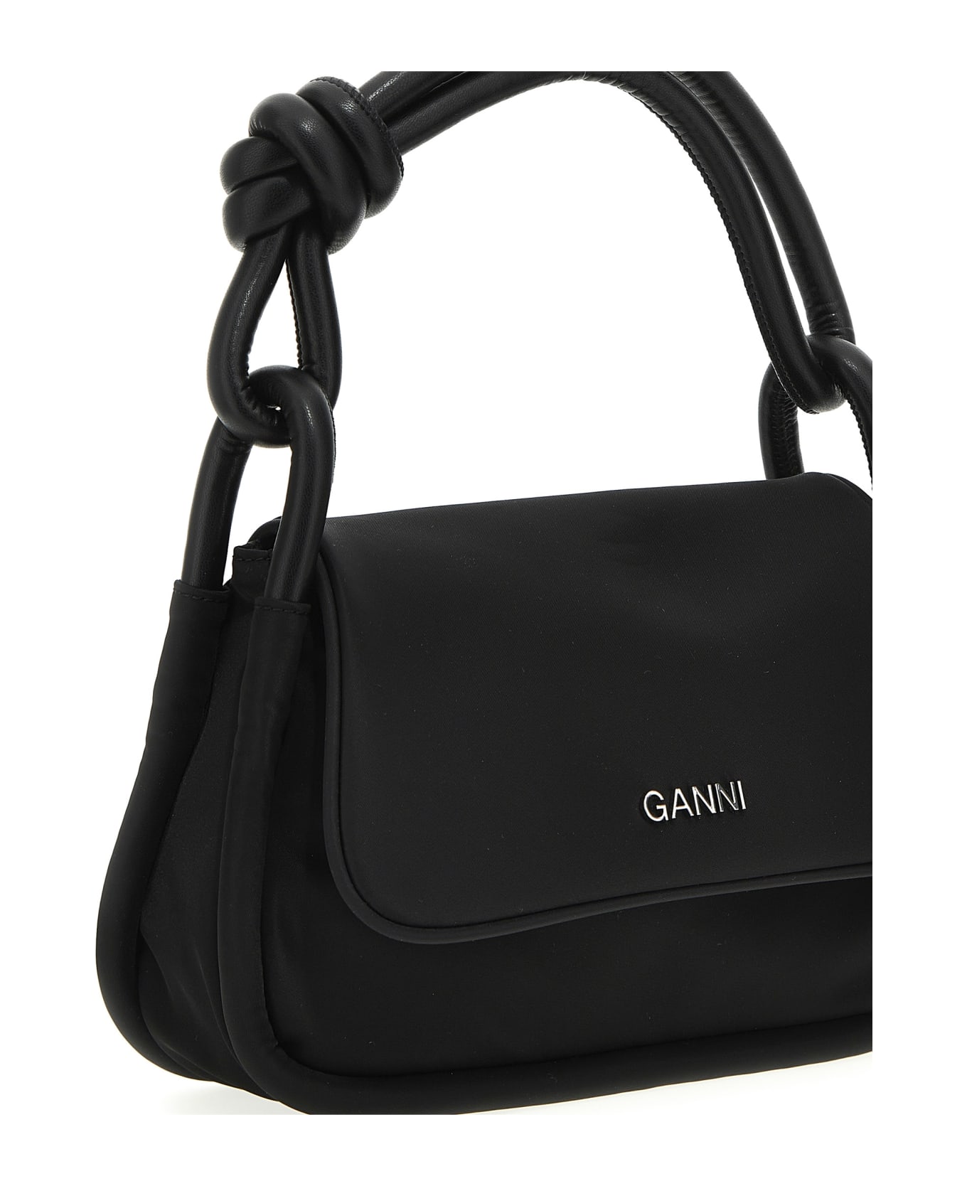 Ganni Knot Flap Over Shoulder Bag - Black  