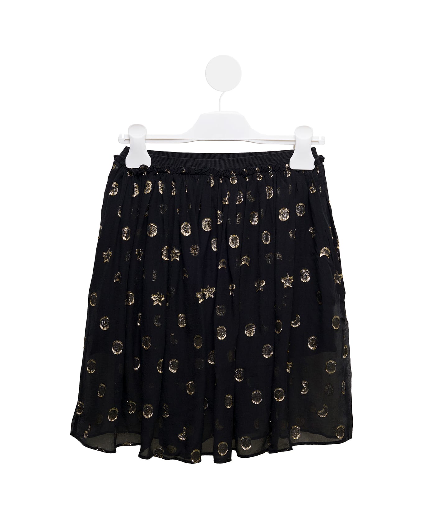 Stella McCartney Kids Black Pleated Skirt With Laminated Details In Silk Girl Stella Mccartney Kids - Black
