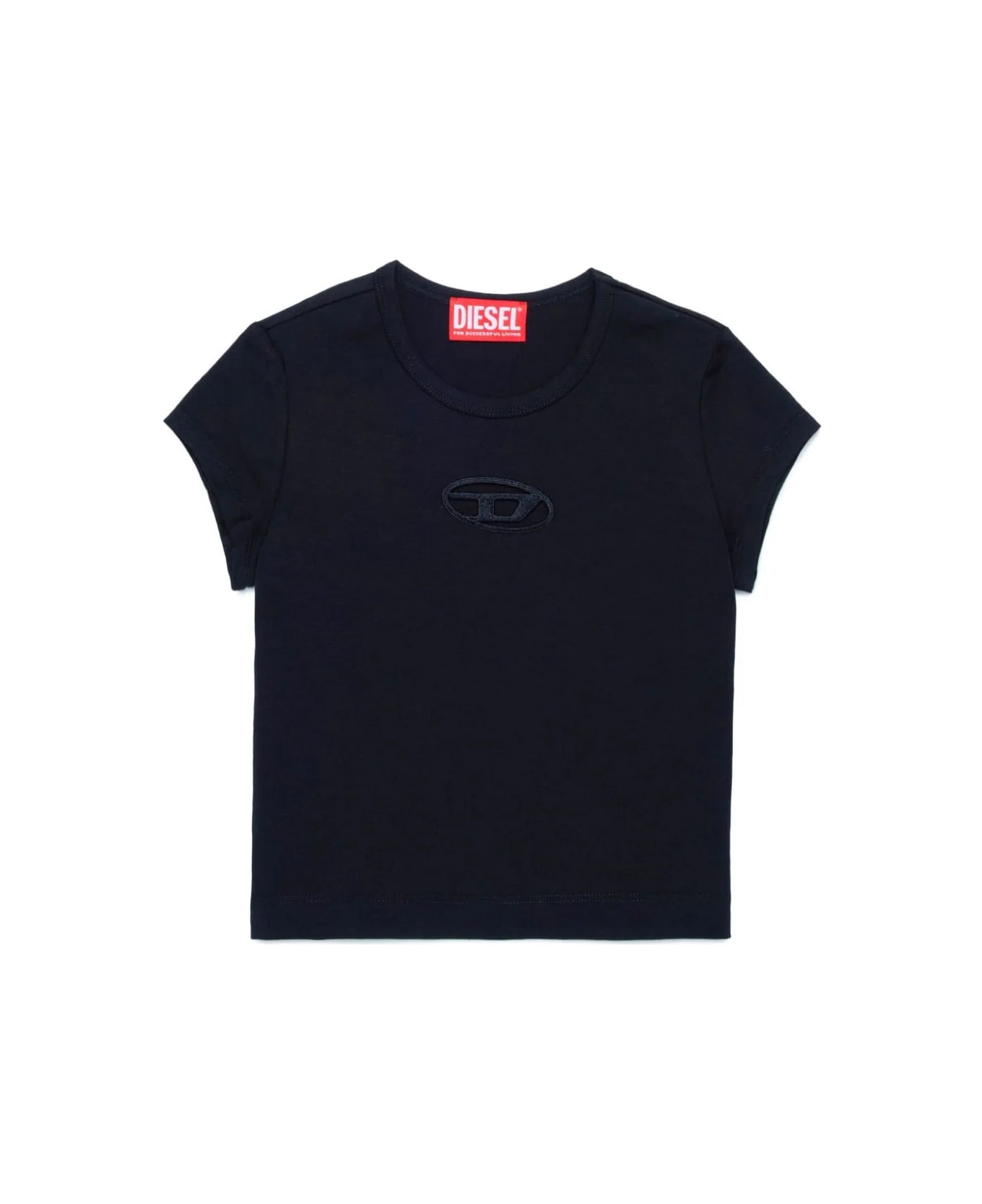Diesel T-shirt Con Logo Ricamato - Black