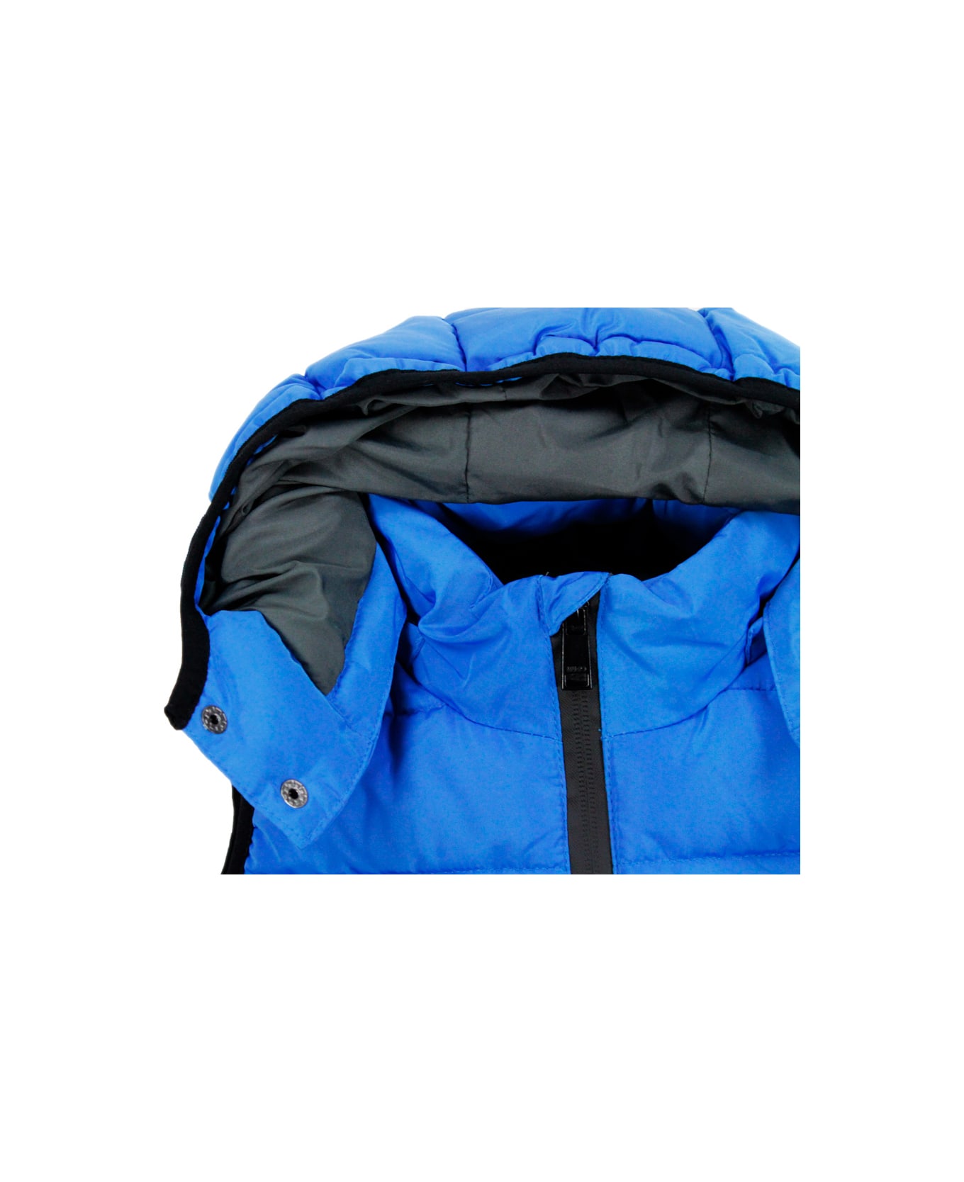 Liu-Jo Padded Sleeveless Gilet With Detachable Hood And Heat-sealed Zip Closure - Blu