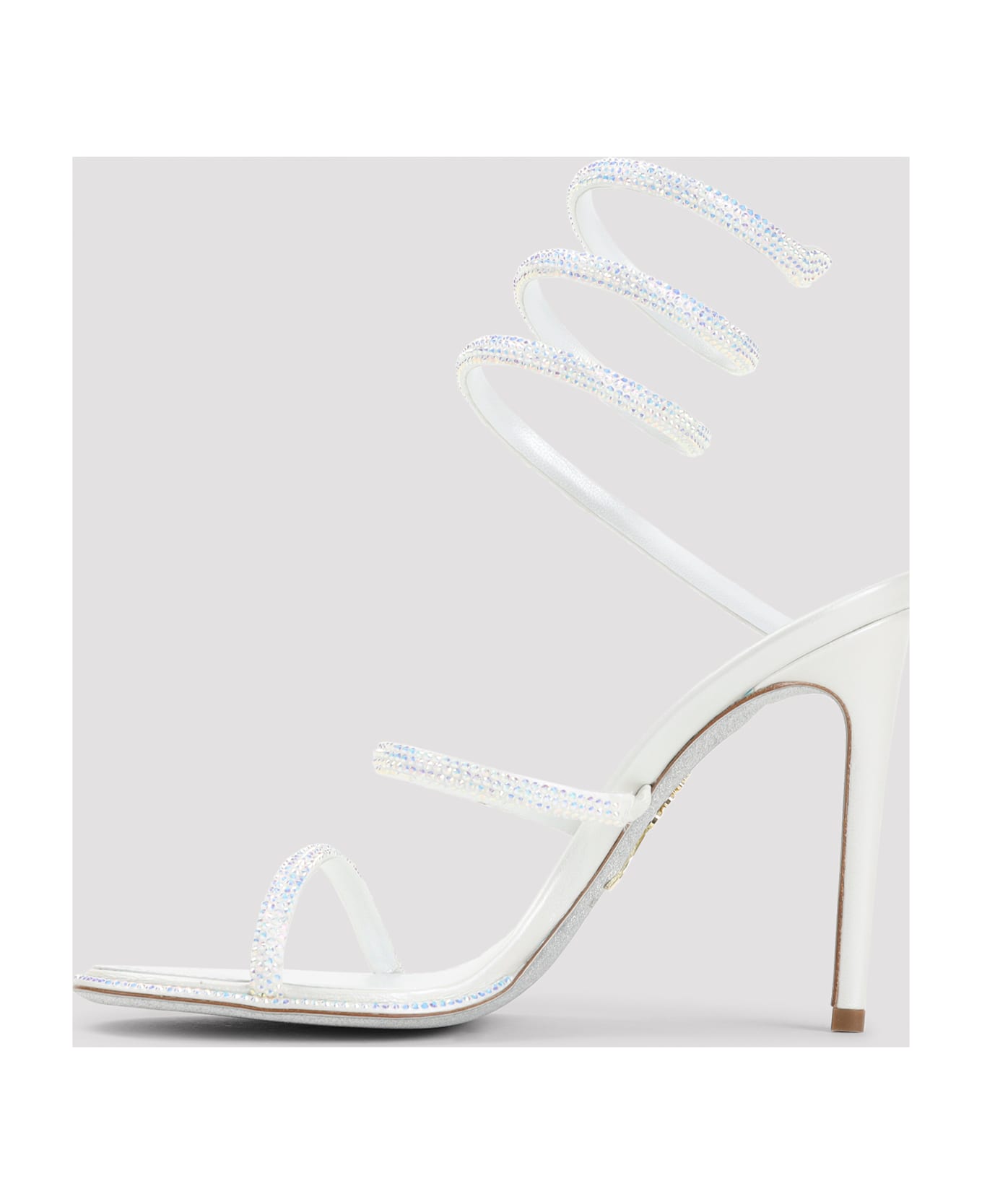 René Caovilla Cleo Sandals - Ivory Satin Transmission Strass