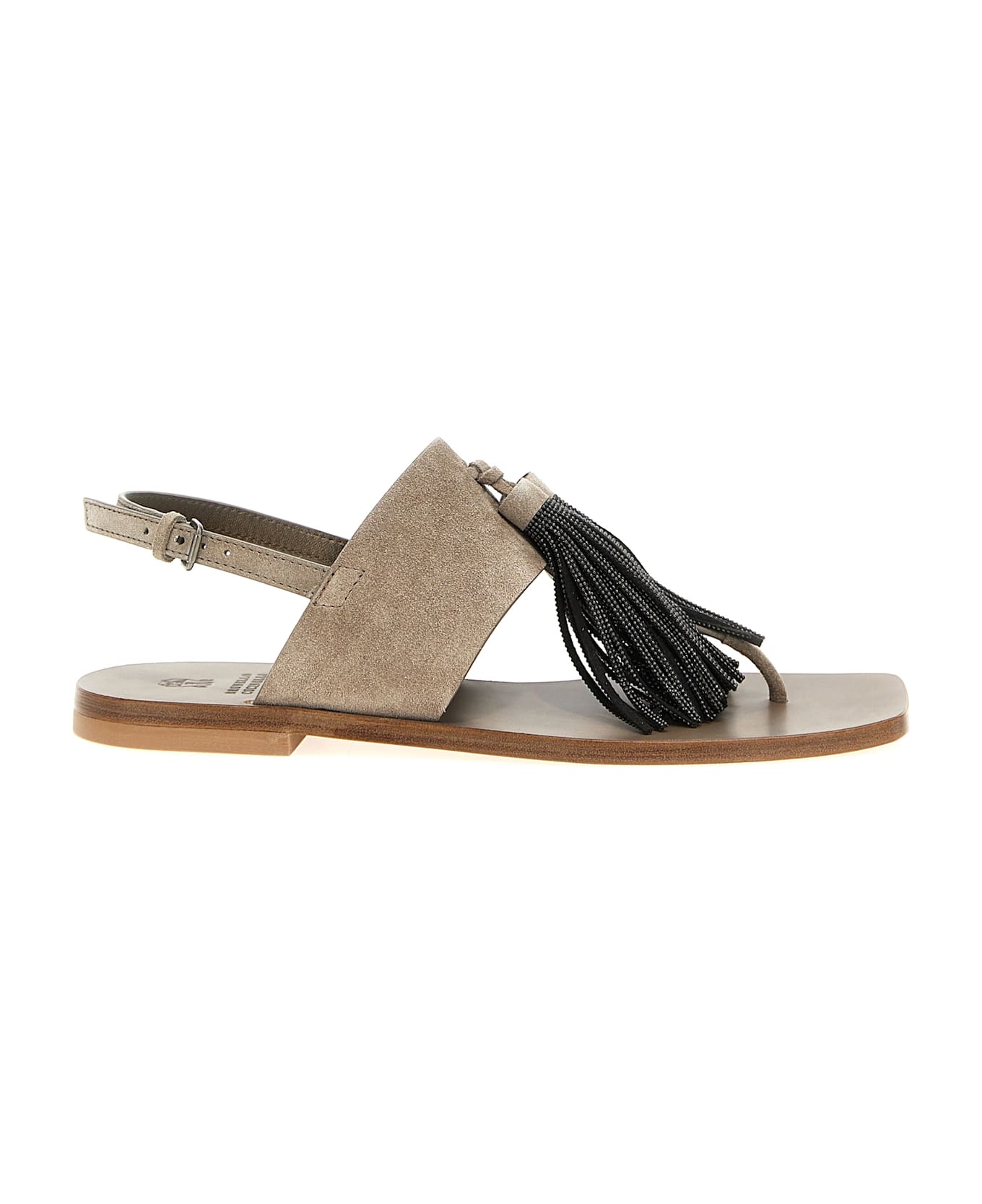Brunello Cucinelli 'precious Tassels' Sandals - Gray