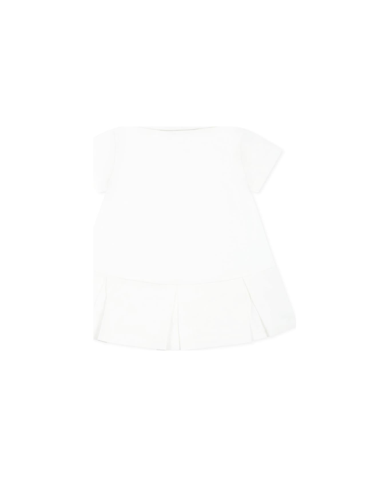 Off-White White Dress For Baby Girl With Logo - White