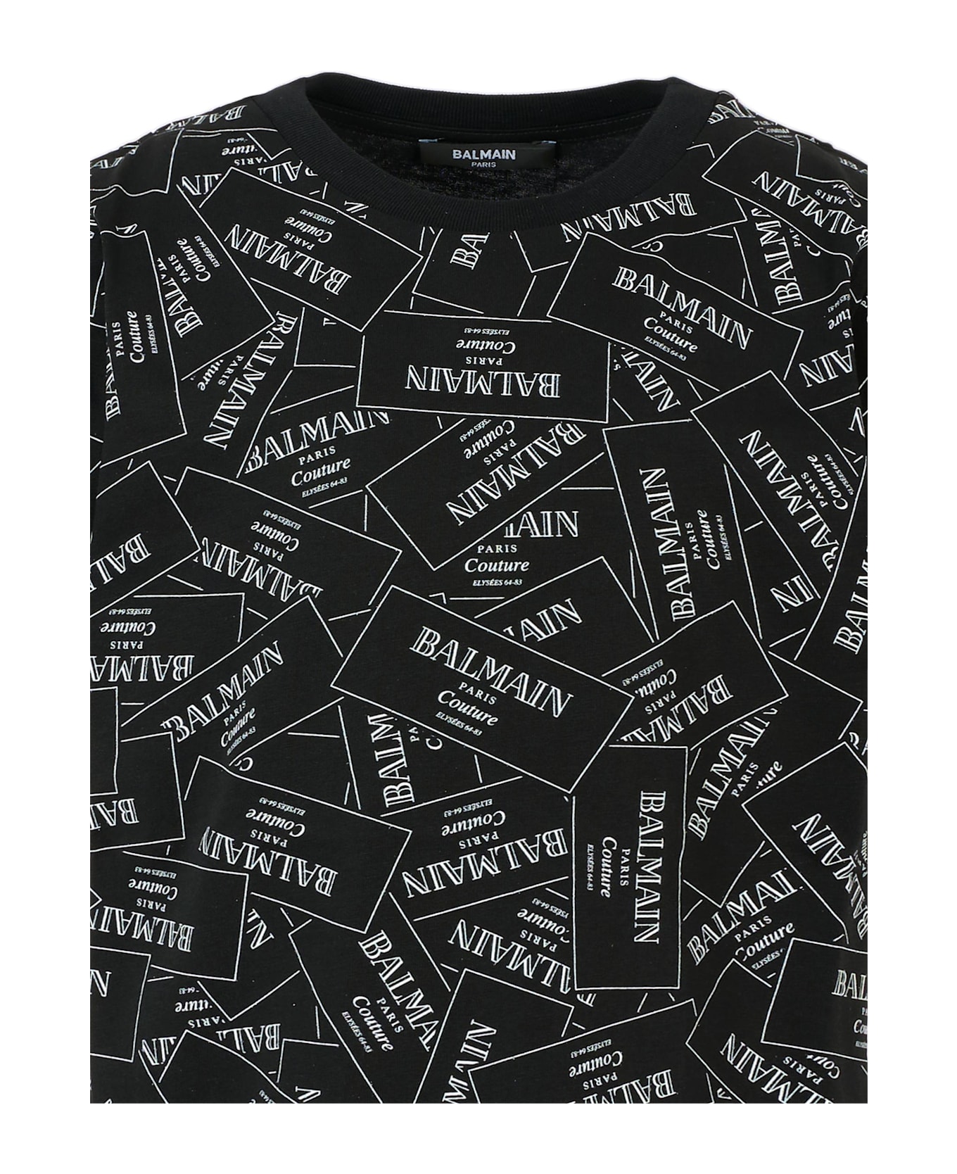 Balmain Black T-shirt For Kids With Logo - Black
