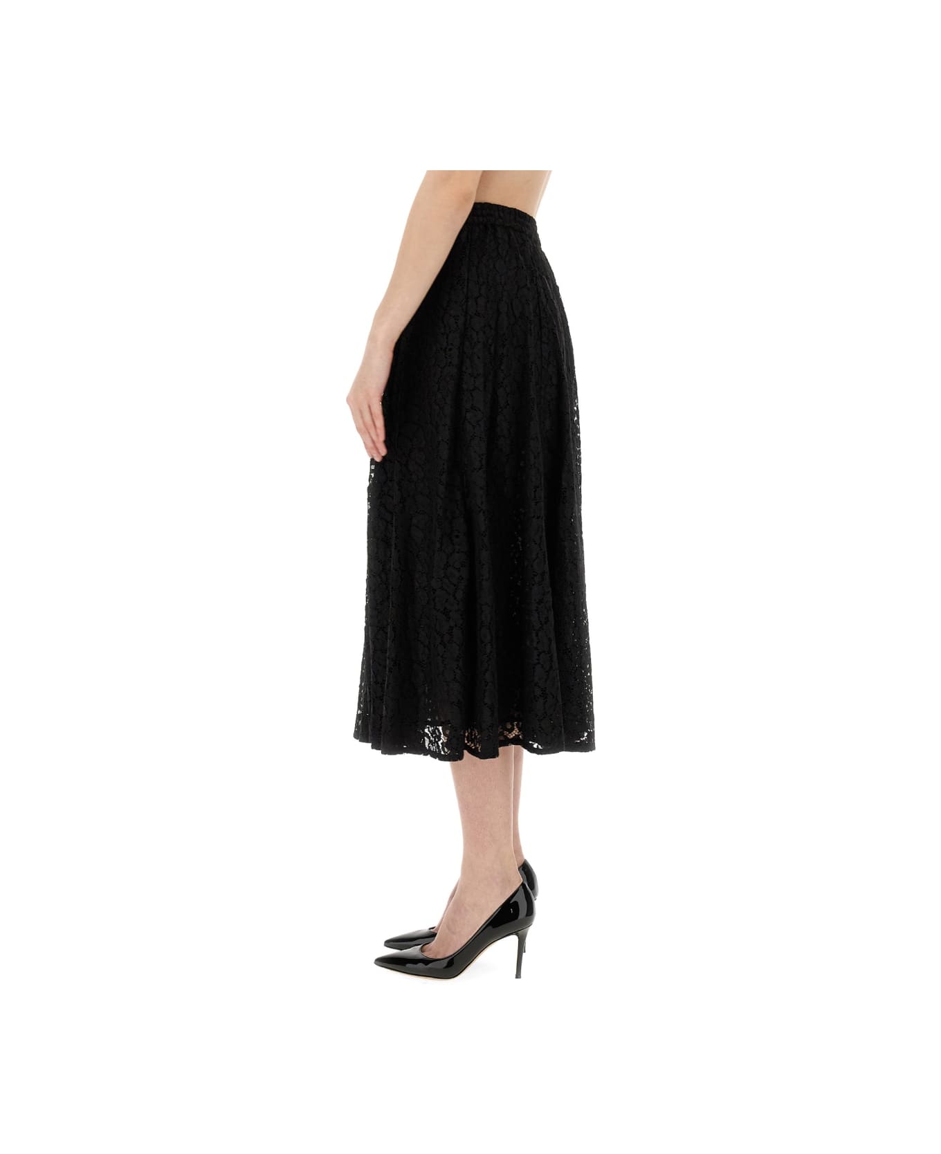 Michael Kors Lace Longuette Skirt - BLACK