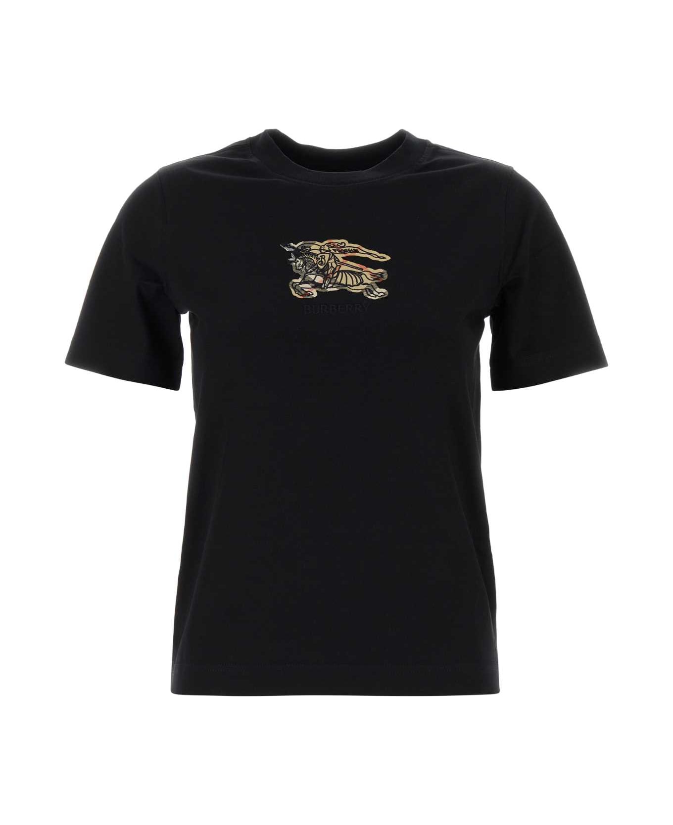 Burberry Black Cotton T-shirt - BLACK