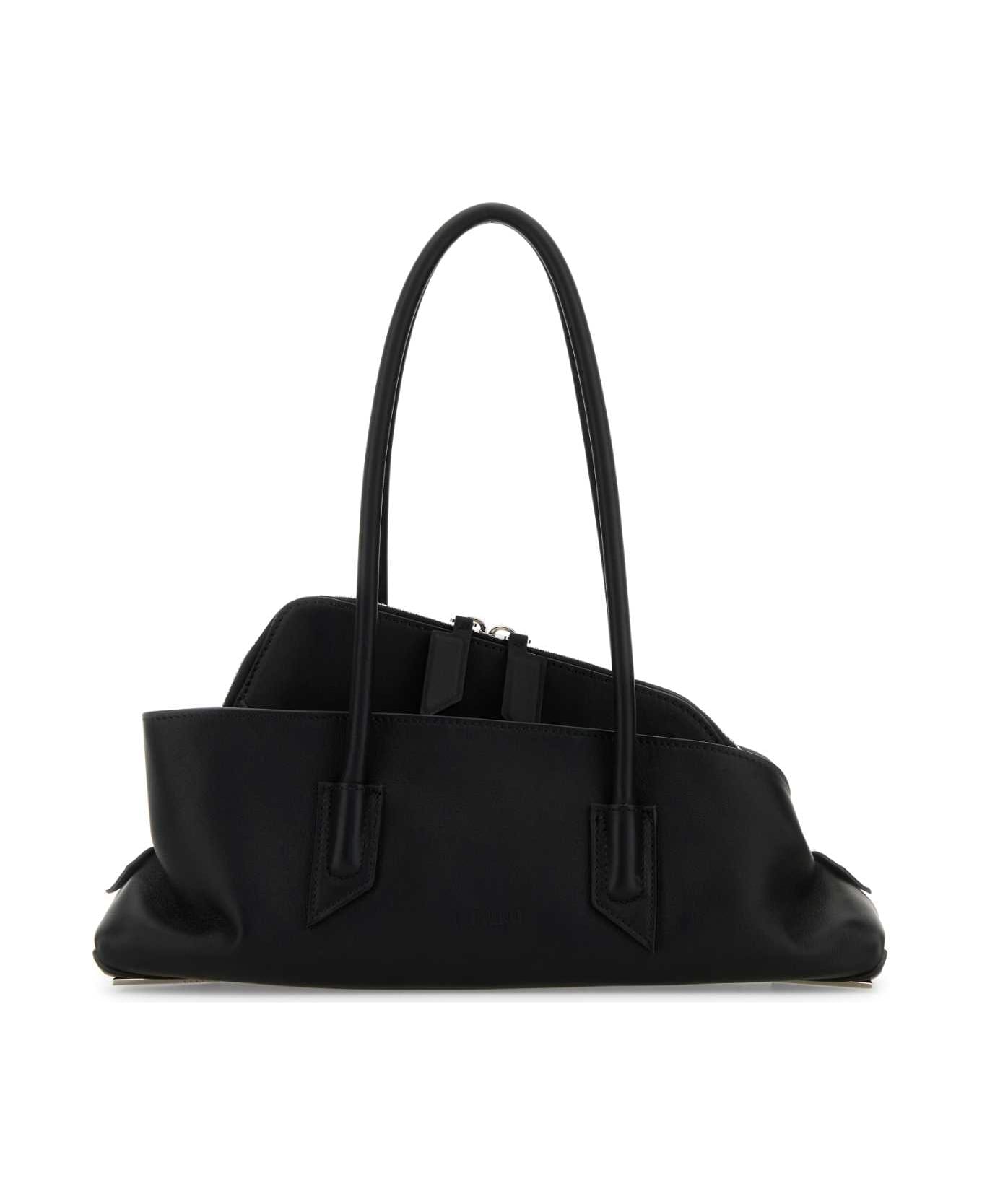 The Attico Black Leather Small La Passeggiata Shoulder Bag - Black