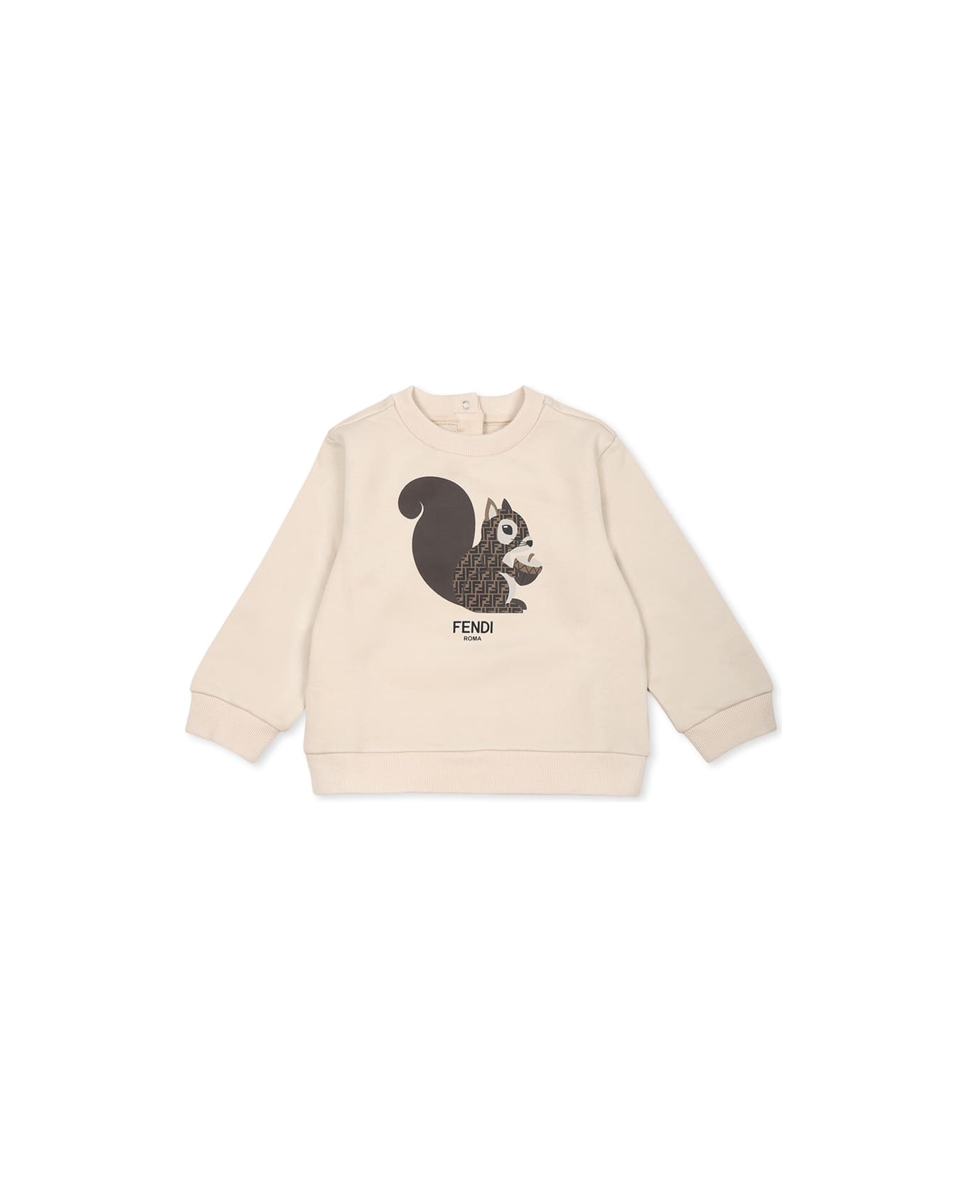 Fendi Beige Sweatshirt For Babykids With Logo Squirrel - Beige