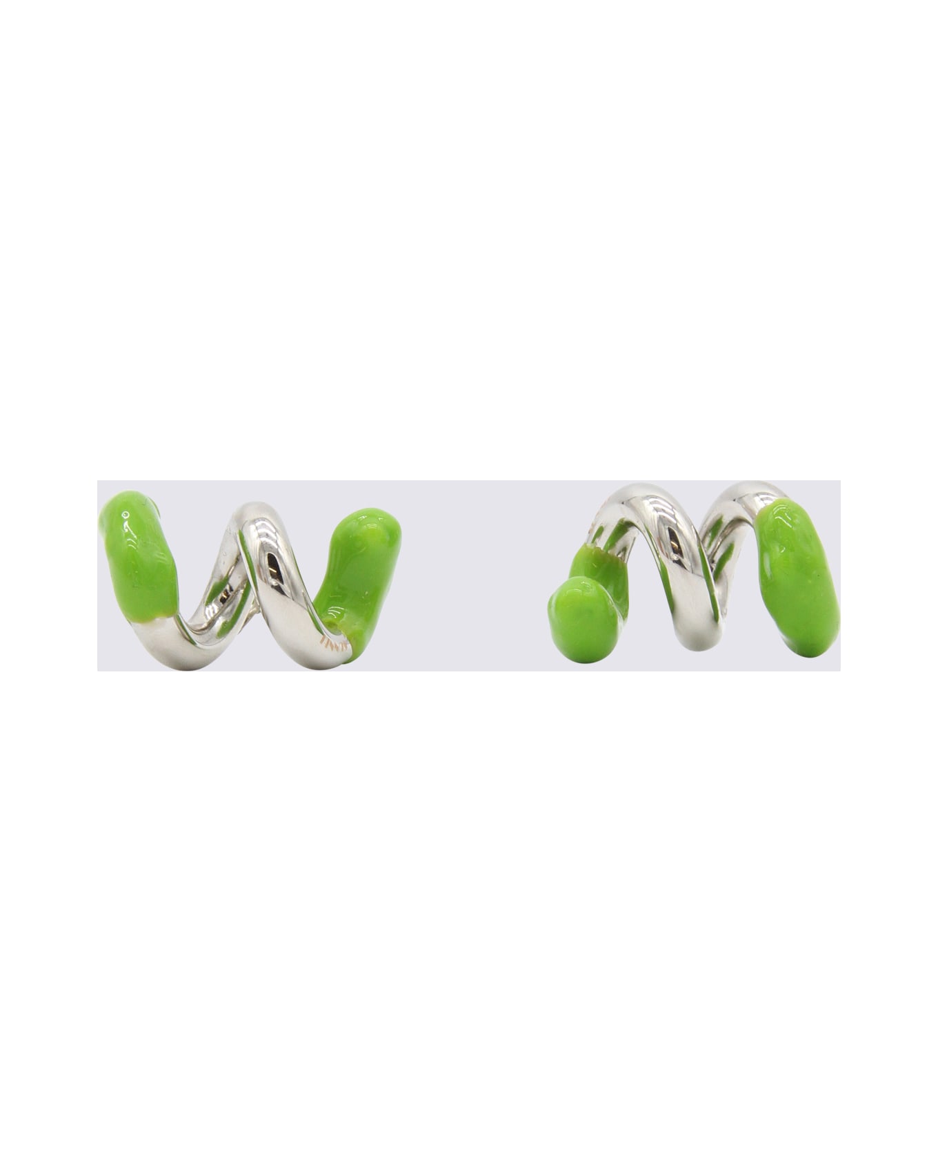 Sunnei Silver And Green Metal Earrings - SILVER FERN GREEN