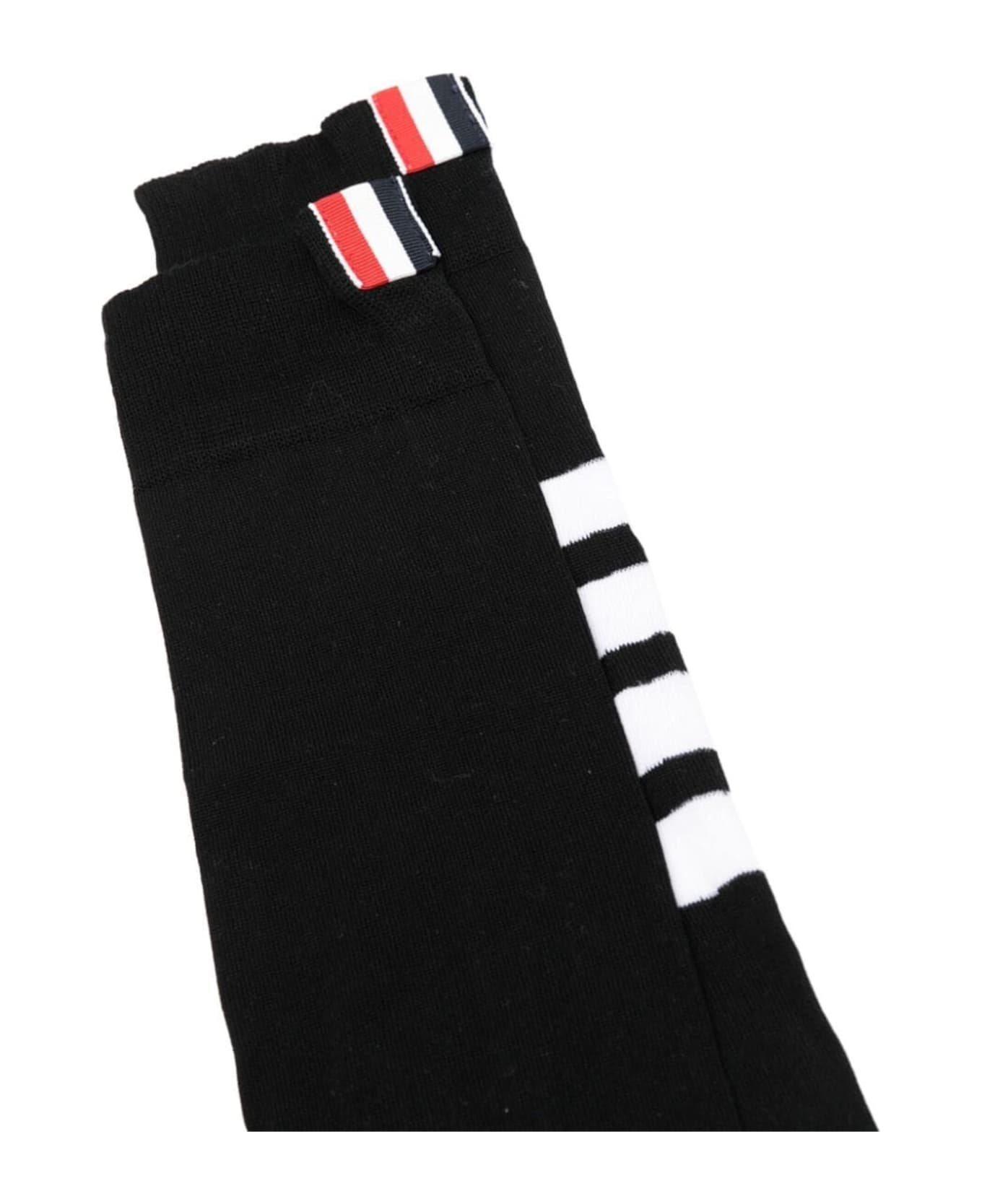 Thom Browne Over The Calf Socks W/ 4 Bar In Lightweight Cotton - Black