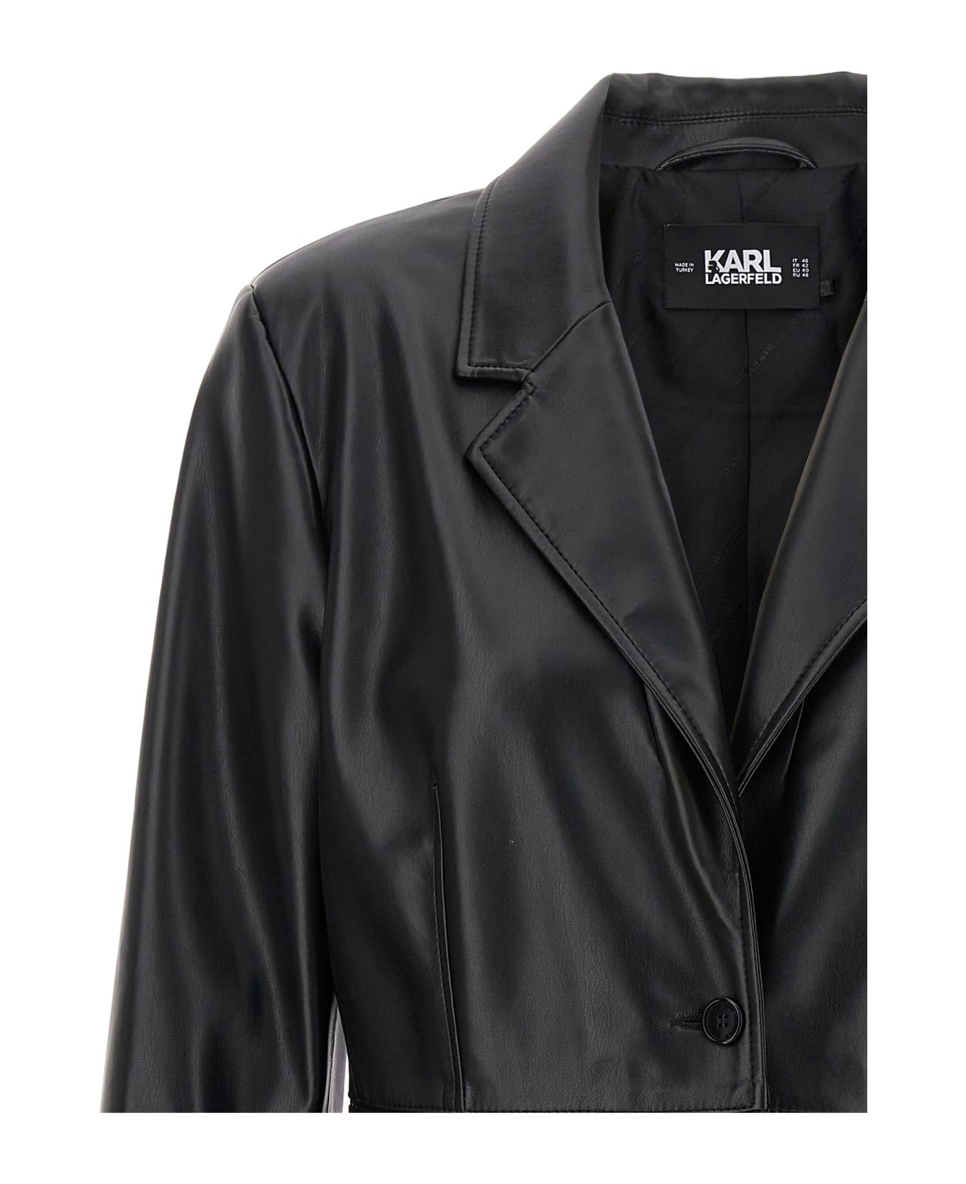 Karl Lagerfeld Recycled Leather Blazer - Black   コート